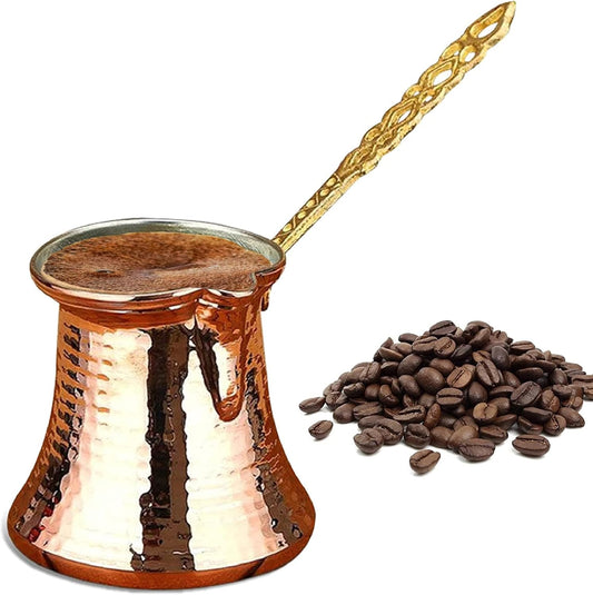 Hakan Turkish Coffee Pot | Stove Top Water Boiler, Coffee Maker, Butter, Chocolate & Milk Warmer | Even and Quick Heat with Handcrafted Copper Material | Coffee Gifts Idea, 16 Oz (475 cc)