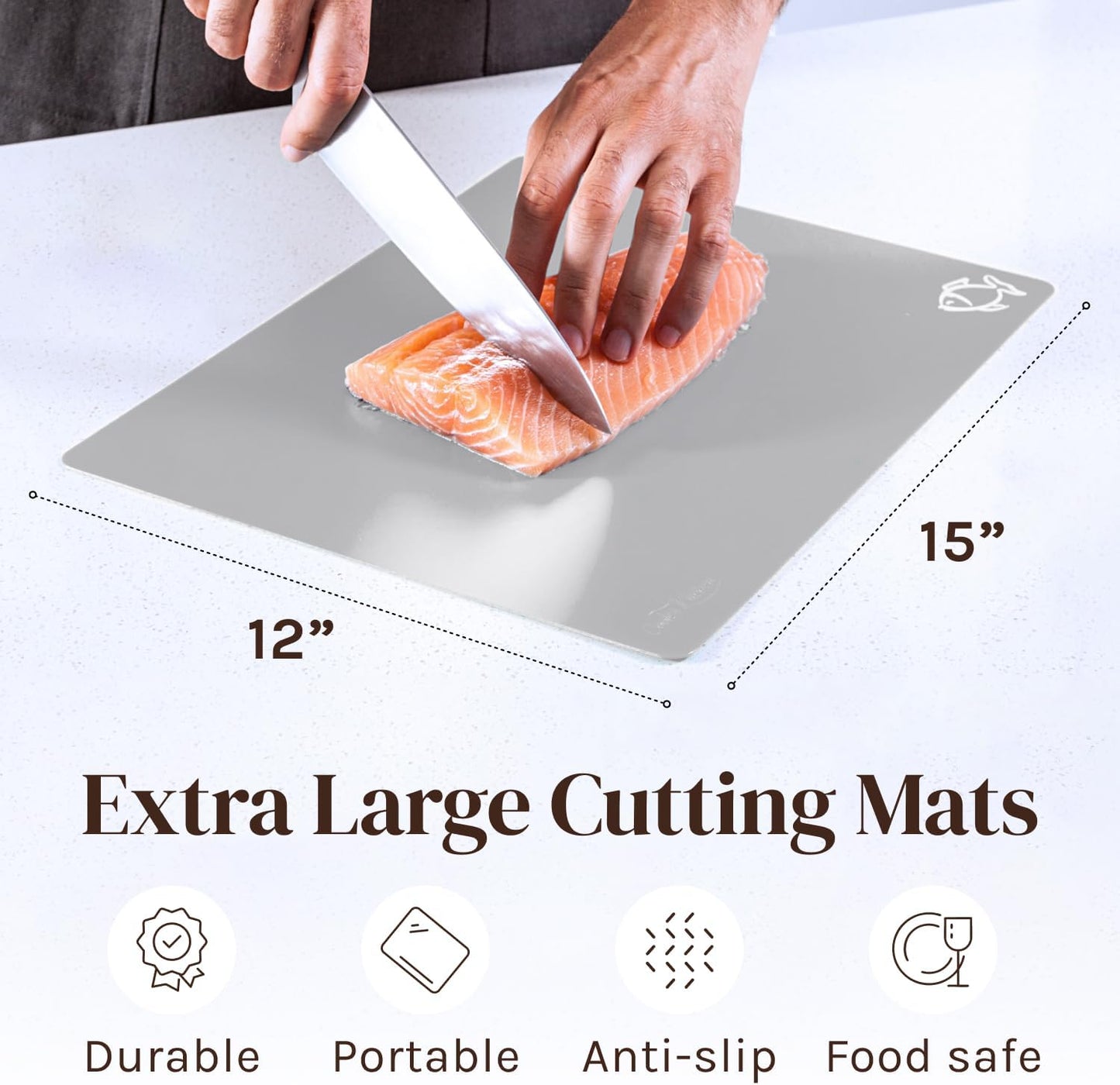 Extra Thick Flexible Plastic Cutting Board Mats with Food Icons & EZ-Grip Waffle Back, (Set of 6) Dishwasher Safe