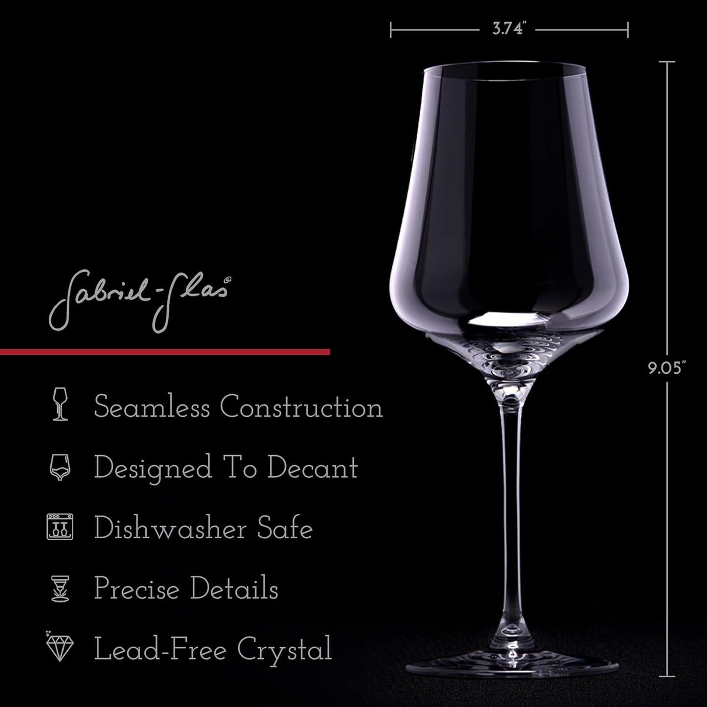 Gabriel-Glas StandArt Crystal Wine Glasses, Set of 4 with Gift Boxes - Premium, Universal Wine Glass for Red and White Wine - Dishwasher Safe, Lead-Free, 16 oz.