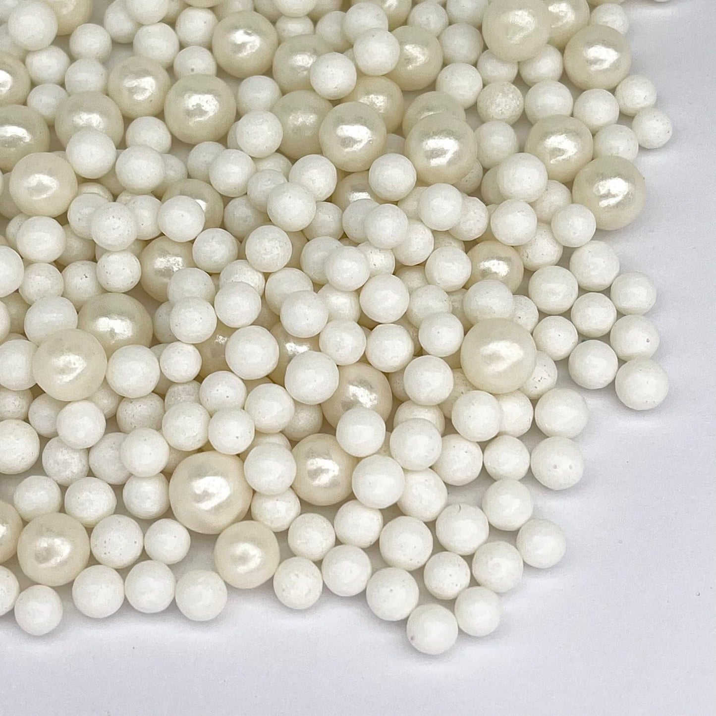 Manvscakes Sprinkles- Edible Cake and Cupcake Sprinkles with Assorted Shapes and Sizes for Parties, Metallic Sprinkle Mix for Cookies, Ice Cream, Cake and Cupcake Decorating, Silver white sprinkle