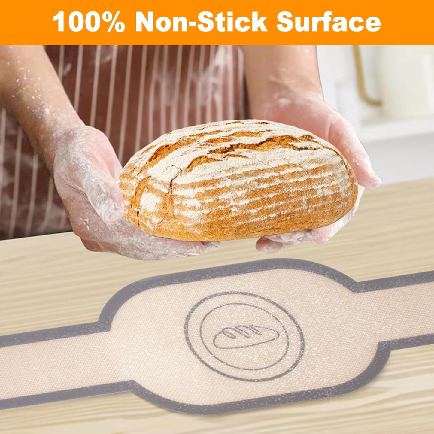 Philorn Silicone Bread Sling for Dutch Oven 2 Pcs, Reusable Silicone Bread Baking Mat With Extra Long Handles Non-Stick & Easy to Clean for Transfer Sourdough, Oval and Round