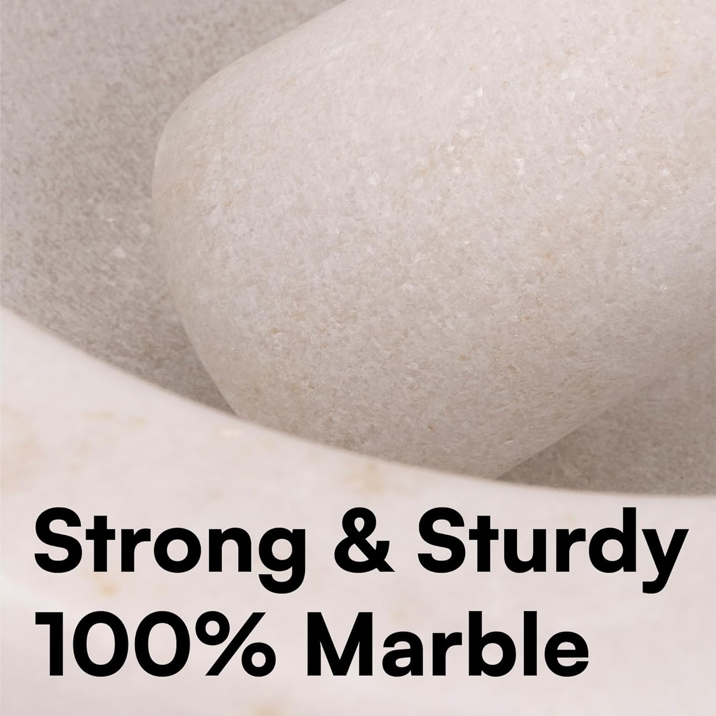 H&S Alliance Mortar and Pestle Set - Premium Stone Pestle and Mortar Bowl & Grinder - Spice Herb Crusher Pesto Guacamole Maker for Kitchen - 7.1" (18cm) Diameter - White Marble