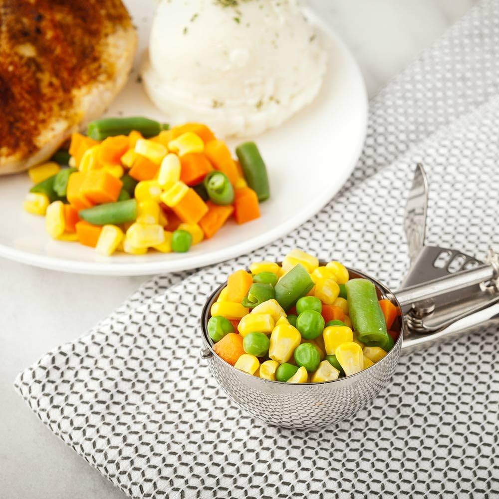 Restaurantware-Met Lux 3.75 Ounce Portion Scoop, 1 Trigger Release Cookie Scoop - With Ivory Handle, Stainless Steel Disher, For Portion Control, Scoop Cookie Dough, Cupcake Batter, Or Ice Cream