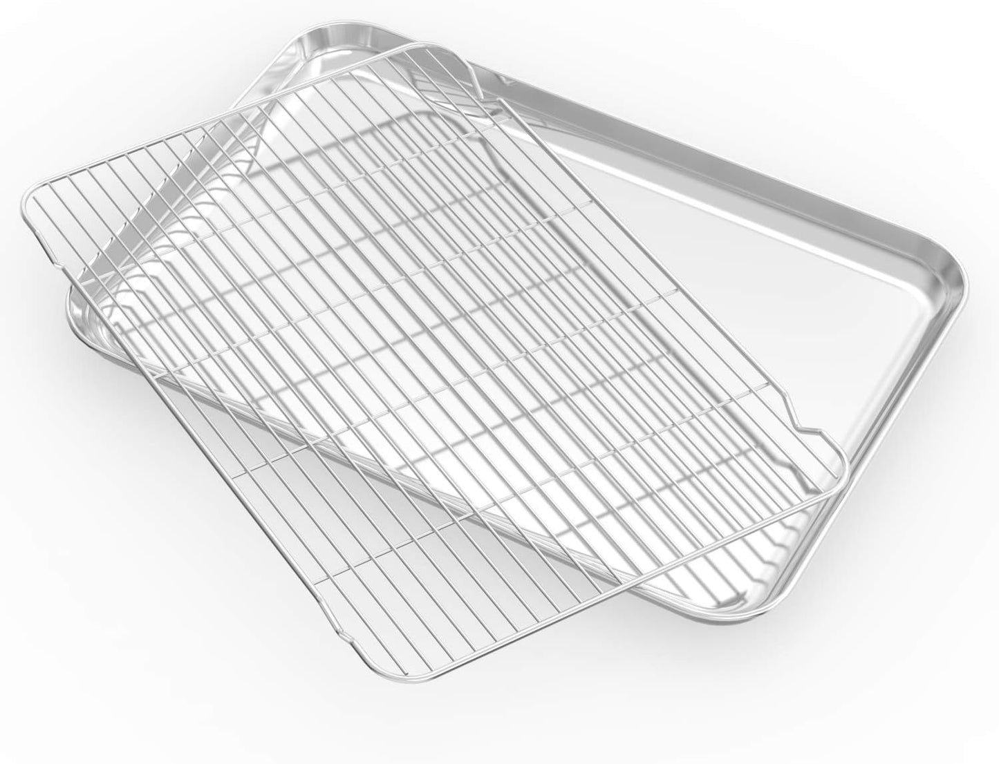 Baking Sheet with Cooling Rack and Silicone Baking Mat, 20 Inch Stainless Steel Bakeware, Healthy & Nontoxic & Rustproof & Easy Clean & Dishwasher Safe