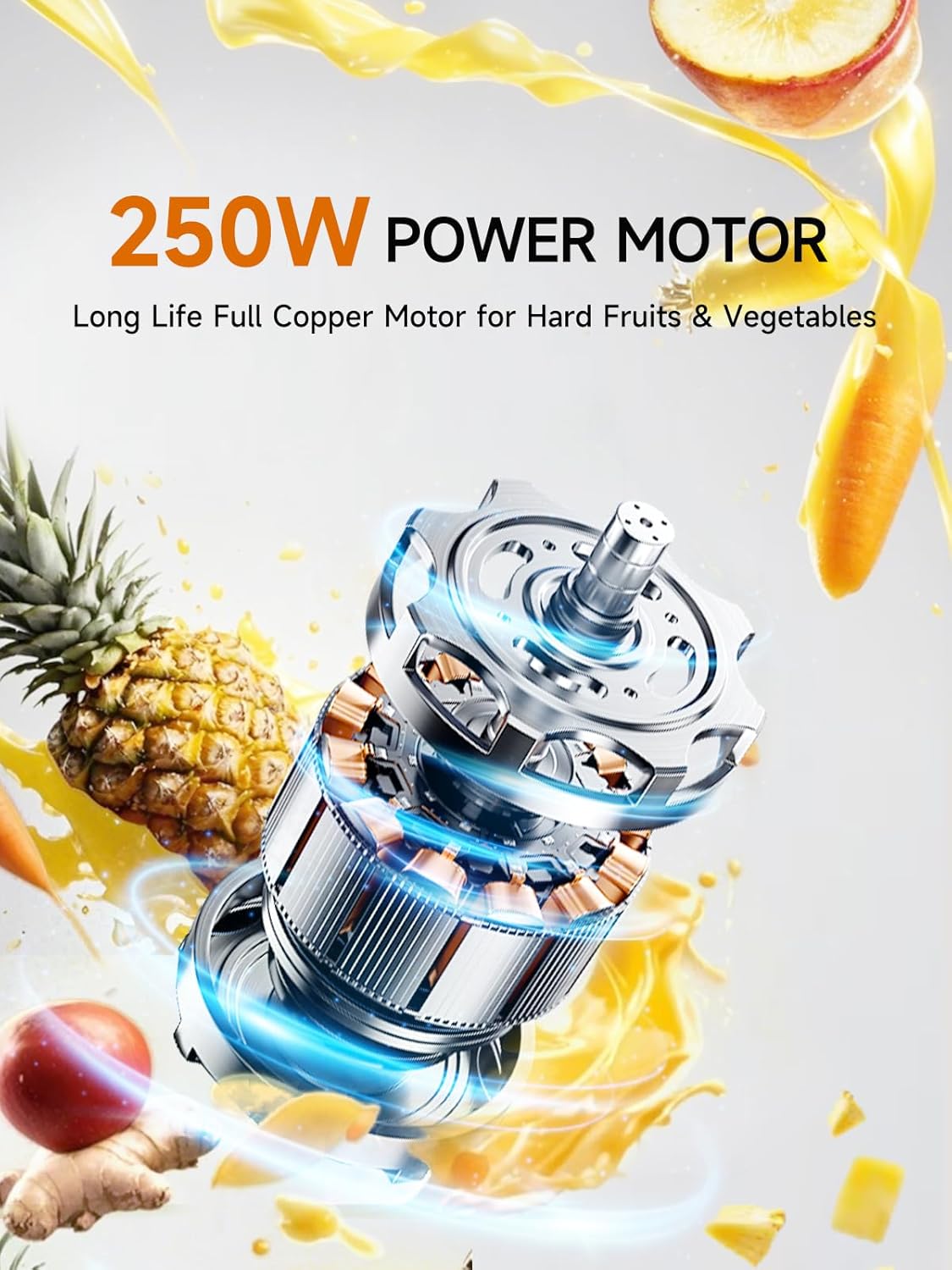 Slow Juicer Machine for Vegetables and Fruits Cold Press Masticating Extractor Celery Wheatgrass Leafy Greens Carrot Ginger Beet, Easy to Clean Juicer BPA-Free Reverse Function,Dishwasher Safe
