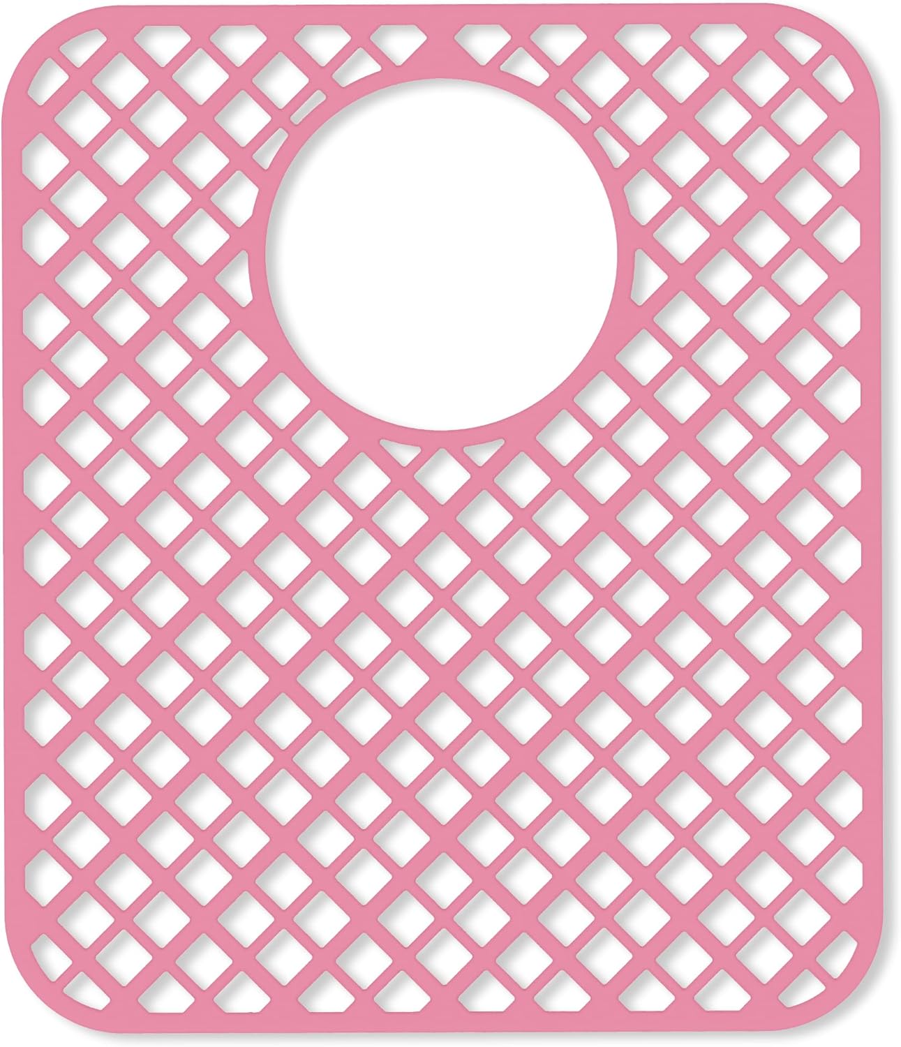 2 Pack Silicone Sink Protectors for Kitchen Sink, Lozenge Pattern 13 x 11 Inches Sink Mat, Non-Slip and Durable Sink Protector Silicone, Rear Drain, Pink