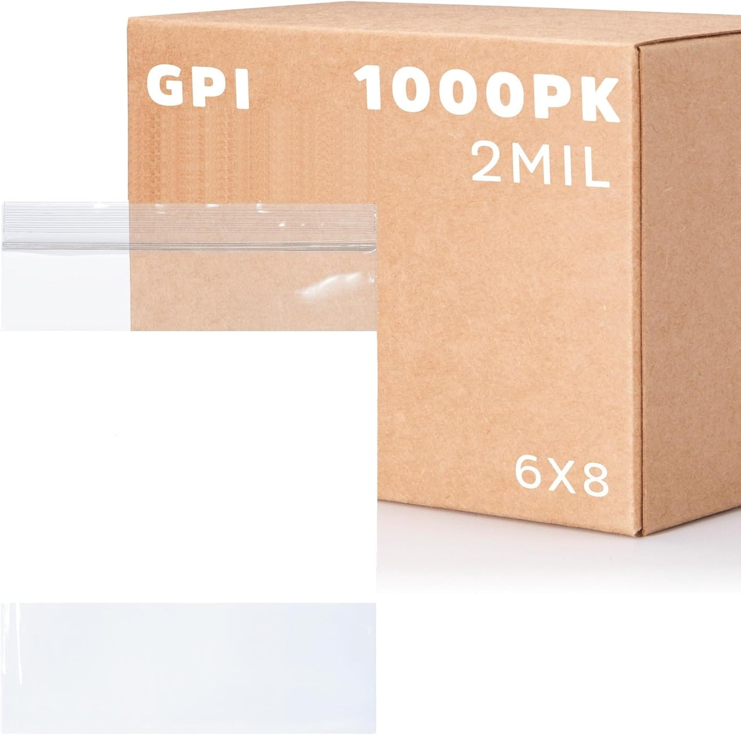 1000 Count, 6" x 8" Zip Bags, 2 Mil Thick Clear Plastic Reclosable Zipper Lock Bags with Write-on White Block, with Resealable Zip Top Lock for Food Storage, Sandwiches, Jewelry, Candy.