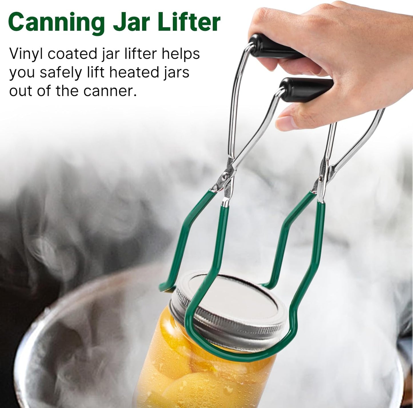 Canning Supplies Set - 6 Essential Tools for Canning Enthusiasts and Beginners - - Mason Jar Lifter, Funnel & Wrench, Tongs, Bubble Popper, Magnetic Lid Lifter for Water Bath & Pressure Canner