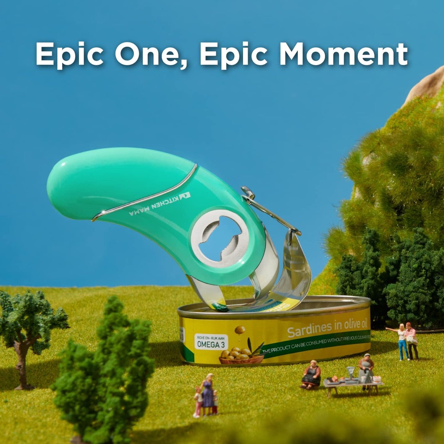 Kitchen Mama Epic One Multifunction Opener: Magnetic Bottle Opener, Beer Soda Opener, Effortless Jar Lid Opener for Seniors and Elderly with weak Hands and Arthritis, Essential Kitchen Gadget (Teal)