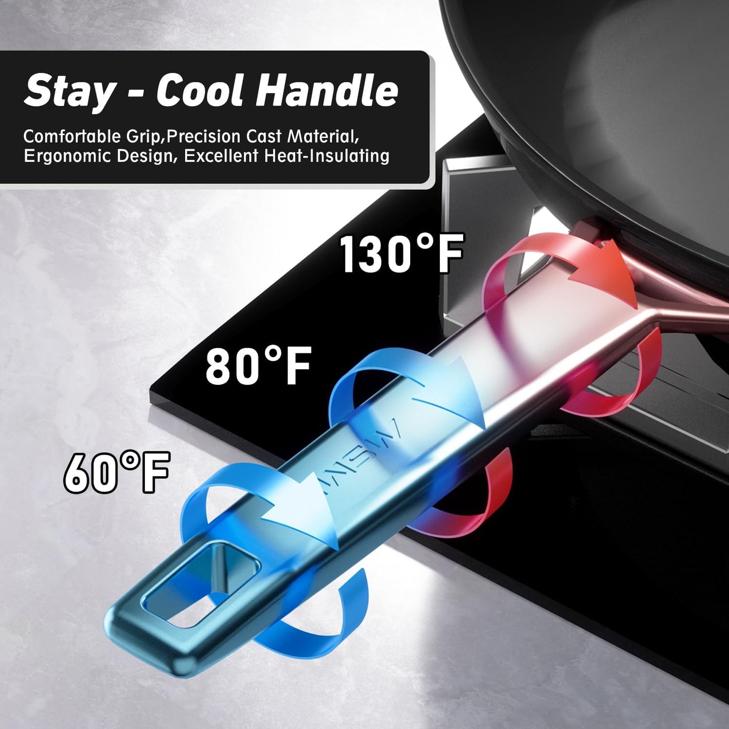 MsMk 7 inch Small Frying Pan Skillet, Carbonize also Non-Stick Saute Pans, PFAS & PFOA Free Non-Toxic, Scratch-resistant, for Induction, Ceramic and Gas Cooktops All Stovetops, Dishwasher & Oven Safe