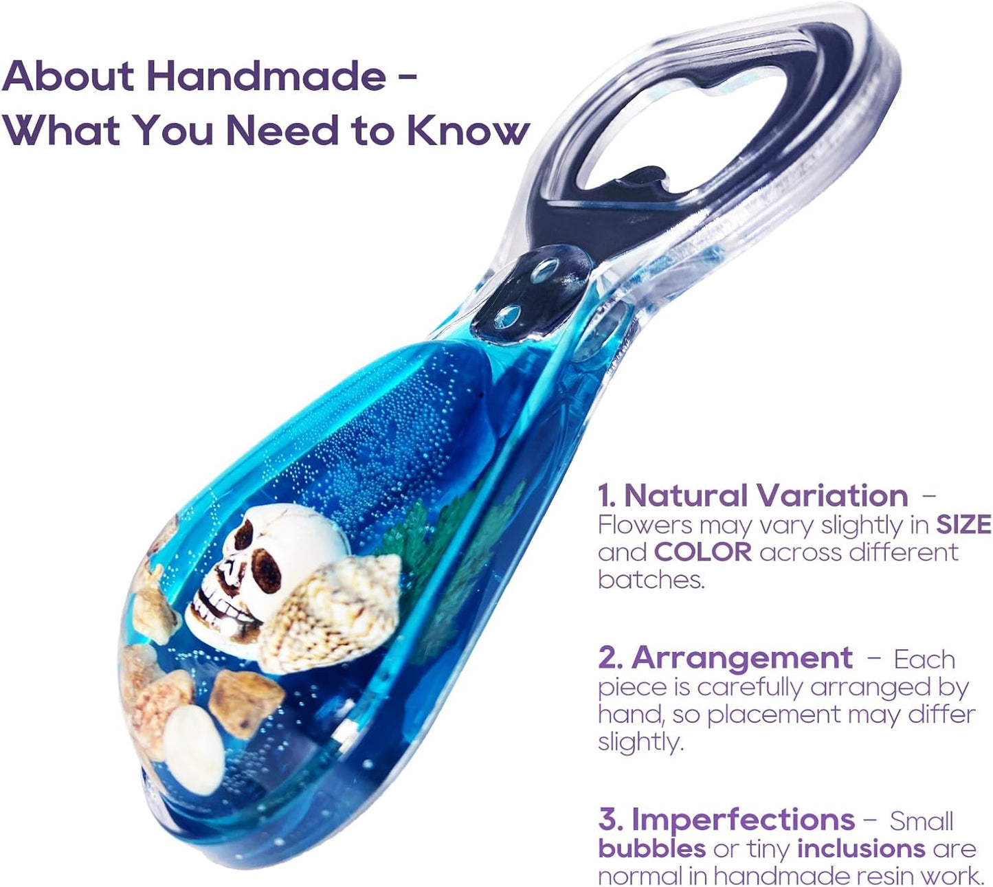 Halloween Ghost Skull Decor, Magnetic Bottle Opener, Original Design Skull Sinking in Ocean Blue Resin – Strong Magnet for Fridge – Gothic Halloween Gifts - Clear Blue