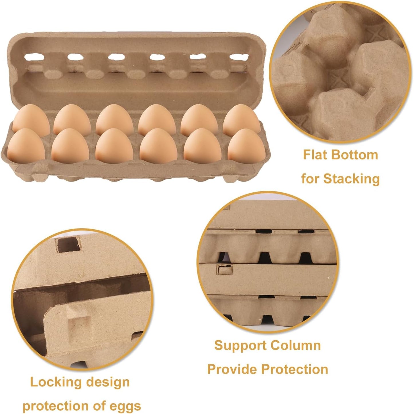 25 Pack Egg Cartons Bulk, Cardboard Egg Crates for Secure Eggs Storage, Egg Cartons Bulk for Fresh Eggs - Perfect for 12 Count (1 Dozen) Large Eggs