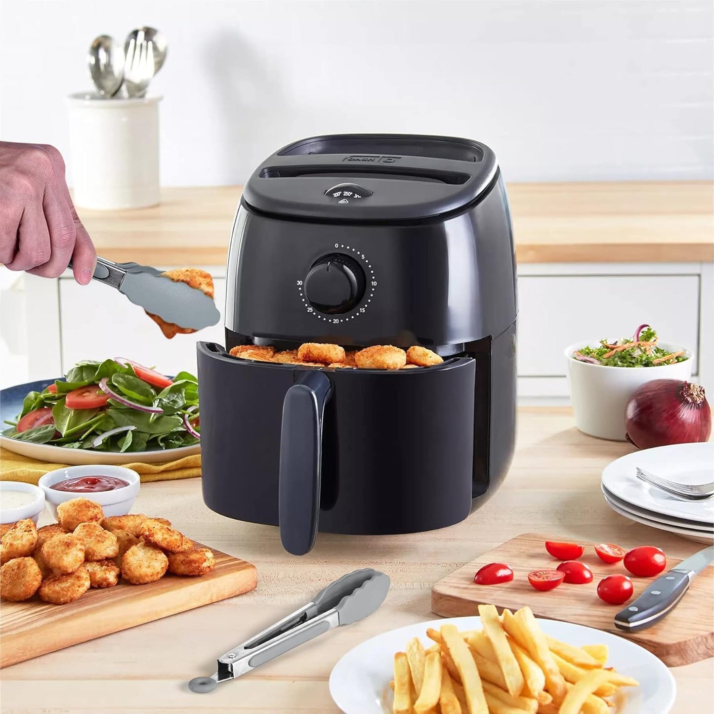 Hotec Mini Silicone Kitchen Tongs for Cooking - 7-Inch Small Serving Tongs with Silicone Tips, Set of 3 (Grey)