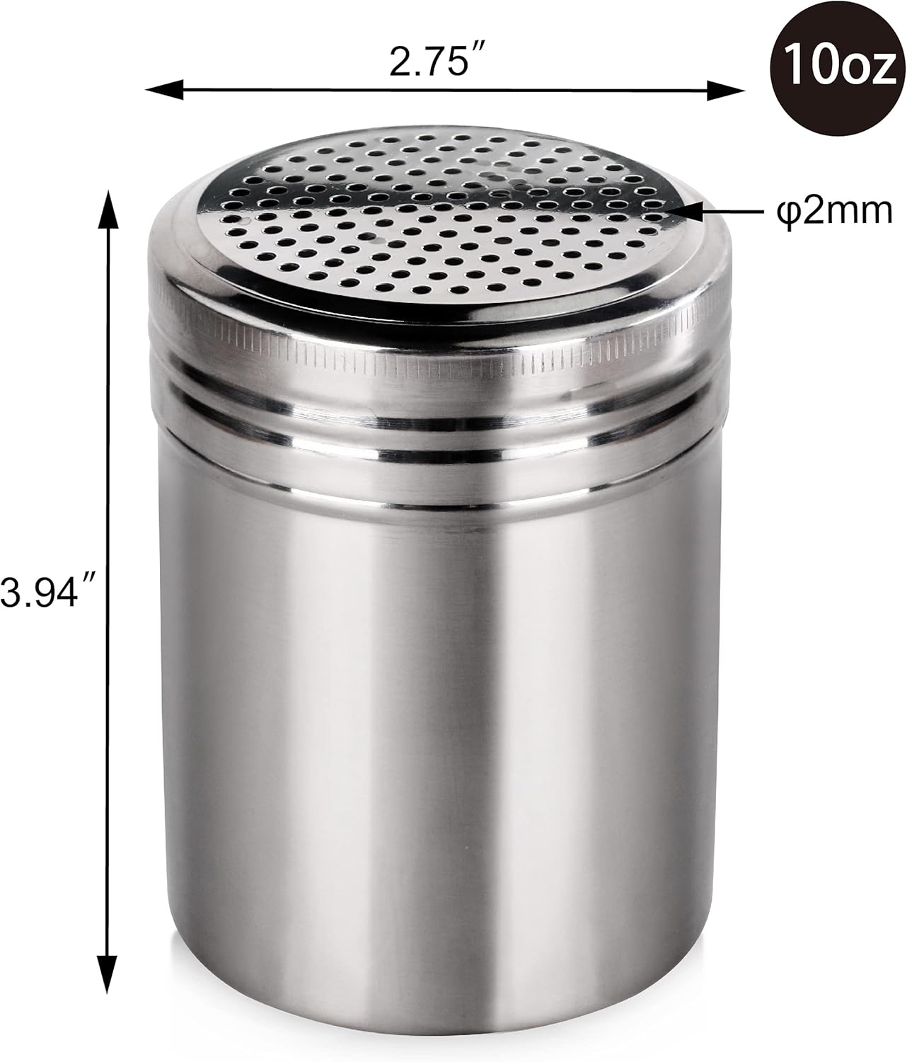 New Star Foodservice 28478 Stainless Steel Dredge Shaker, 10-Ounce, Set of 2