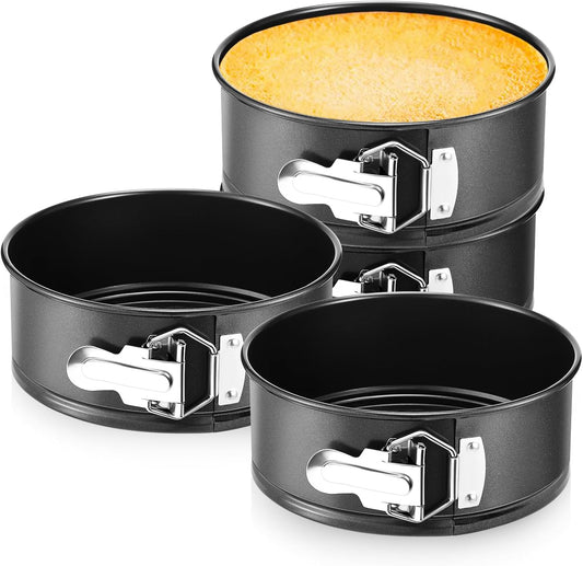 4 Pcs 7 Inch Non Stick Springform Pan with Removable Bottom Carbon Steel Cheesecake Pan Round Springform Cake Mold with Stainless Steel Spring Buckles for Baking Kitchens Restaurant