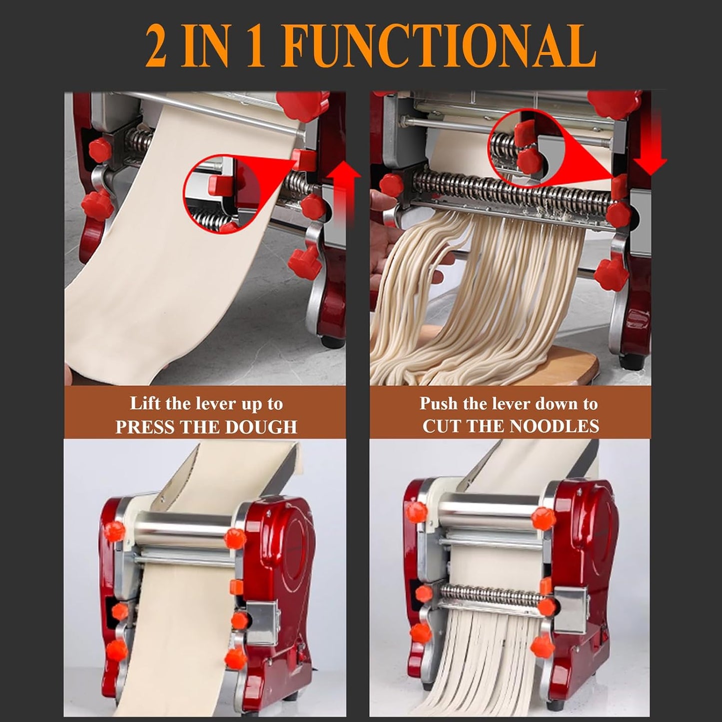 XINGYUEXUAN Electric Pasta Making Machine Commercial Noodle Spaghetti Maker Dough Roller with 2mm/6mm Cutter