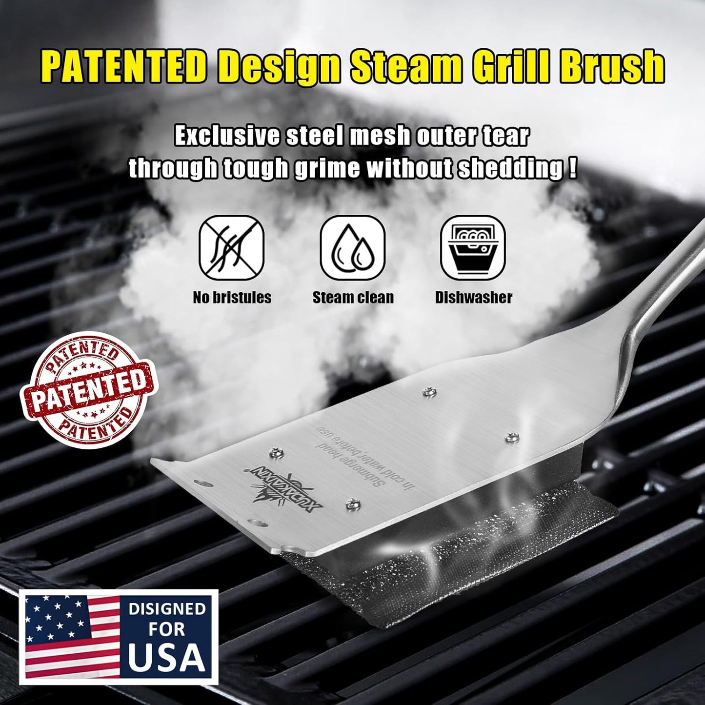 BBQ Replaceable Scraper Cleaning Head, Durable for Cast Iron or Stainless-Steel Grates, Barbecue Cleaner (Only Replaceable Cleaning Head No Grill Brush)