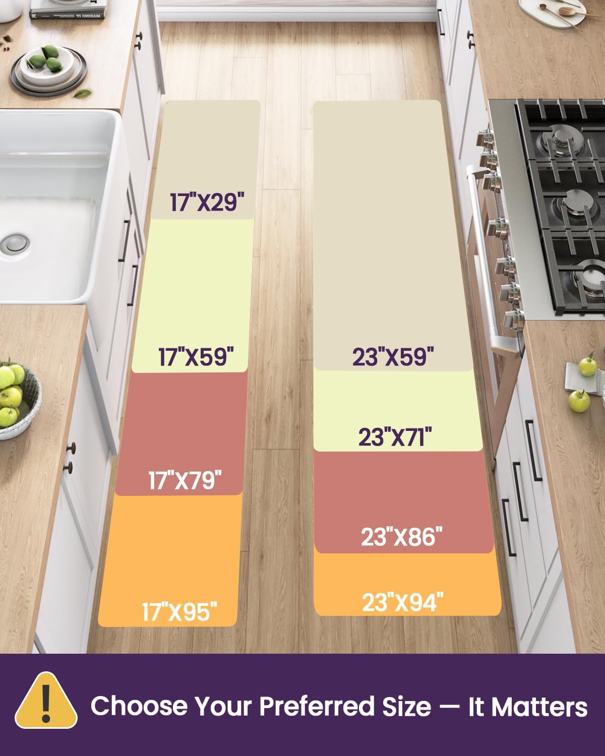 DEXI Kitchen Floor Mats Cushioned Anti Fatigue,17x59, Standing Runner Rug Waterproof, Comfort Memory Foam Padded for Front Sink Laundry, Beige