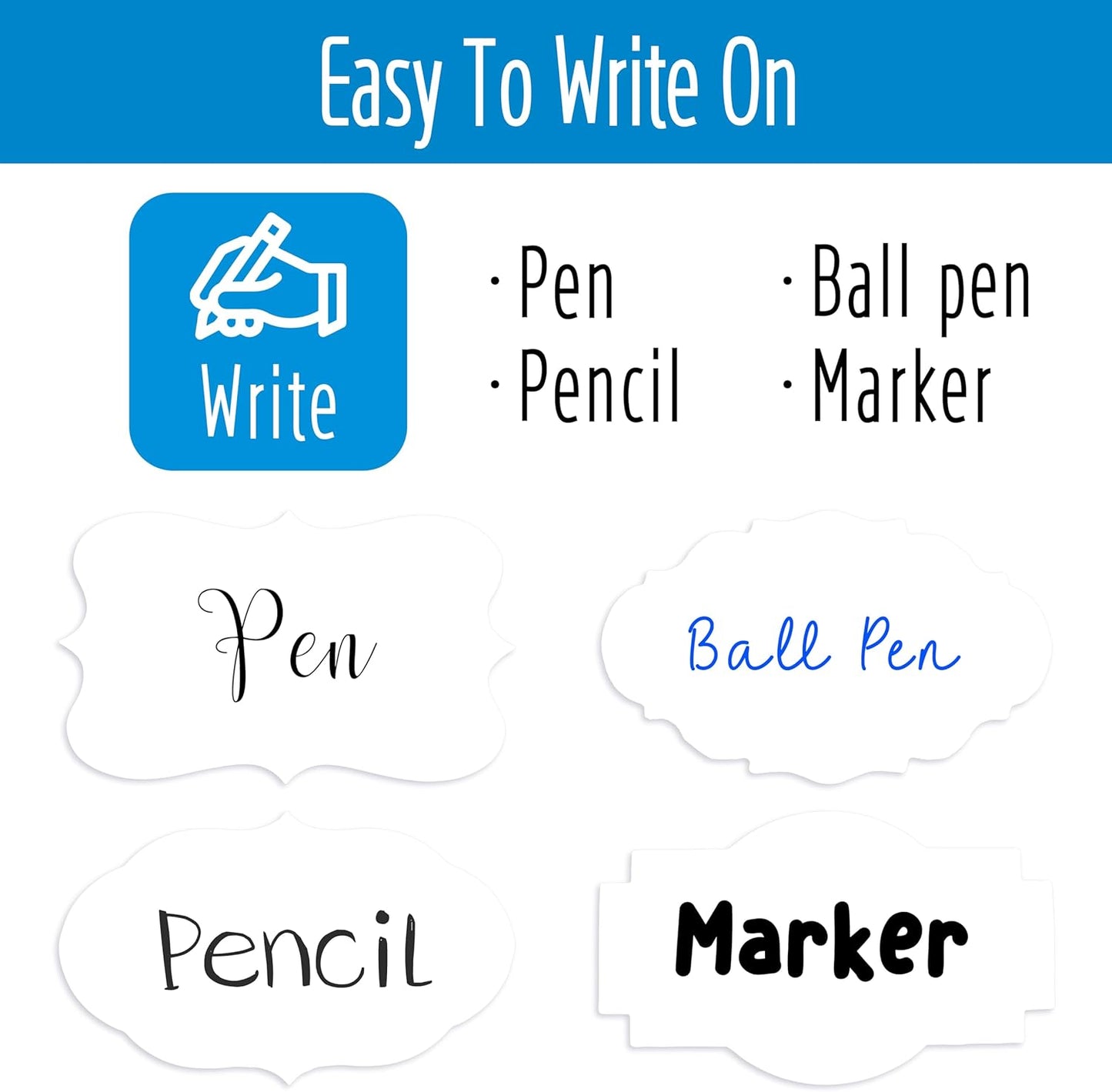 600 PCS Kraft Paper Stickers, 6 Fancy Shapes Labels Self Adhesive Blank Stickers for Crafts, Homemade Food Jars, Gift Tags, Name Labels, Envelope Labels, Home Office Business Uses (White, 1.2” x 2”)