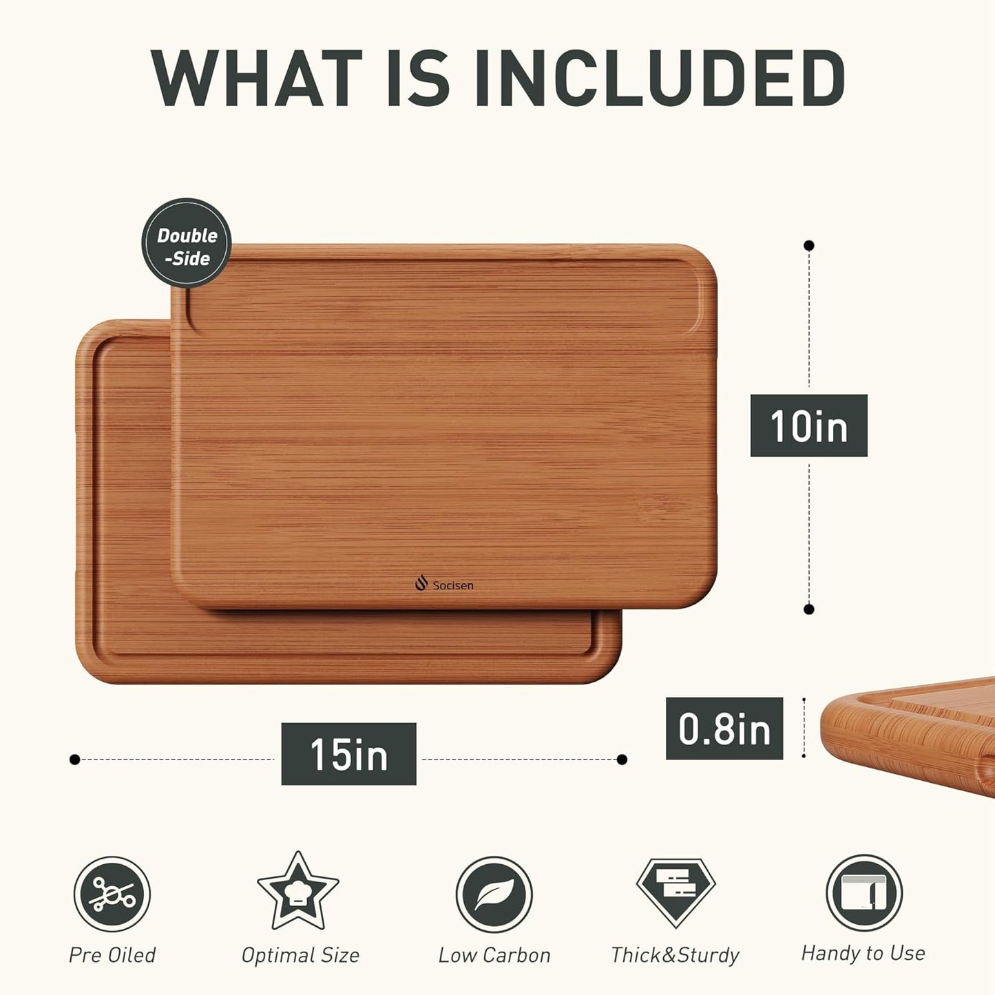 Bamboo Cutting Board for Kitchen Non Toxic Durable Wooden Cutting Boards with Deep Juice Grooves, Ideal Charcuterie Chopping Large for Meat Vegetables Fruits Cheese BBQ Ideal Kitchen Cool Unique Gifts