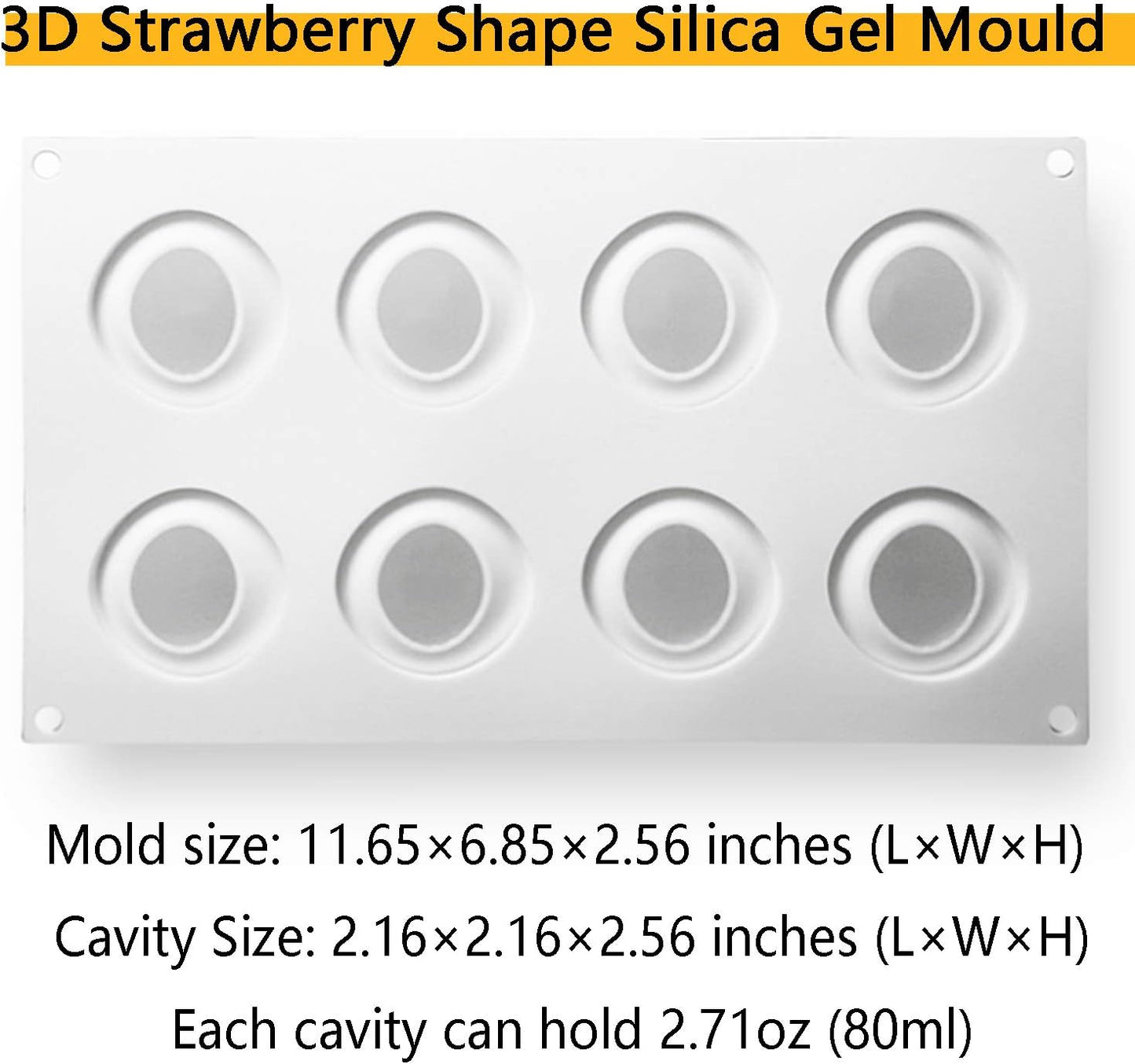 OCPO KITCHEN Strawberry Silicone Mold for Baking Mousse Cake, Fruit French Dessert, Pastry, Chocolate, Ice Cream Mould, Cake Decoration Mold, 3D Strawberry Shape (8-Cavity)