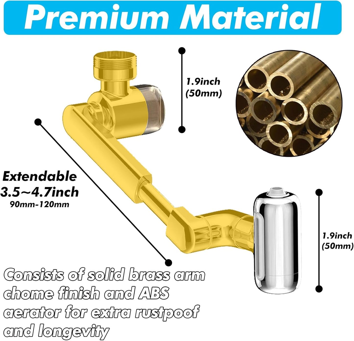 1080° Swivel Faucet Extender - Filter Sink Aerator, 4 Mode Splash Water Filter Extension, Universal Robotic Arm -Wash Hand/Hair/Face