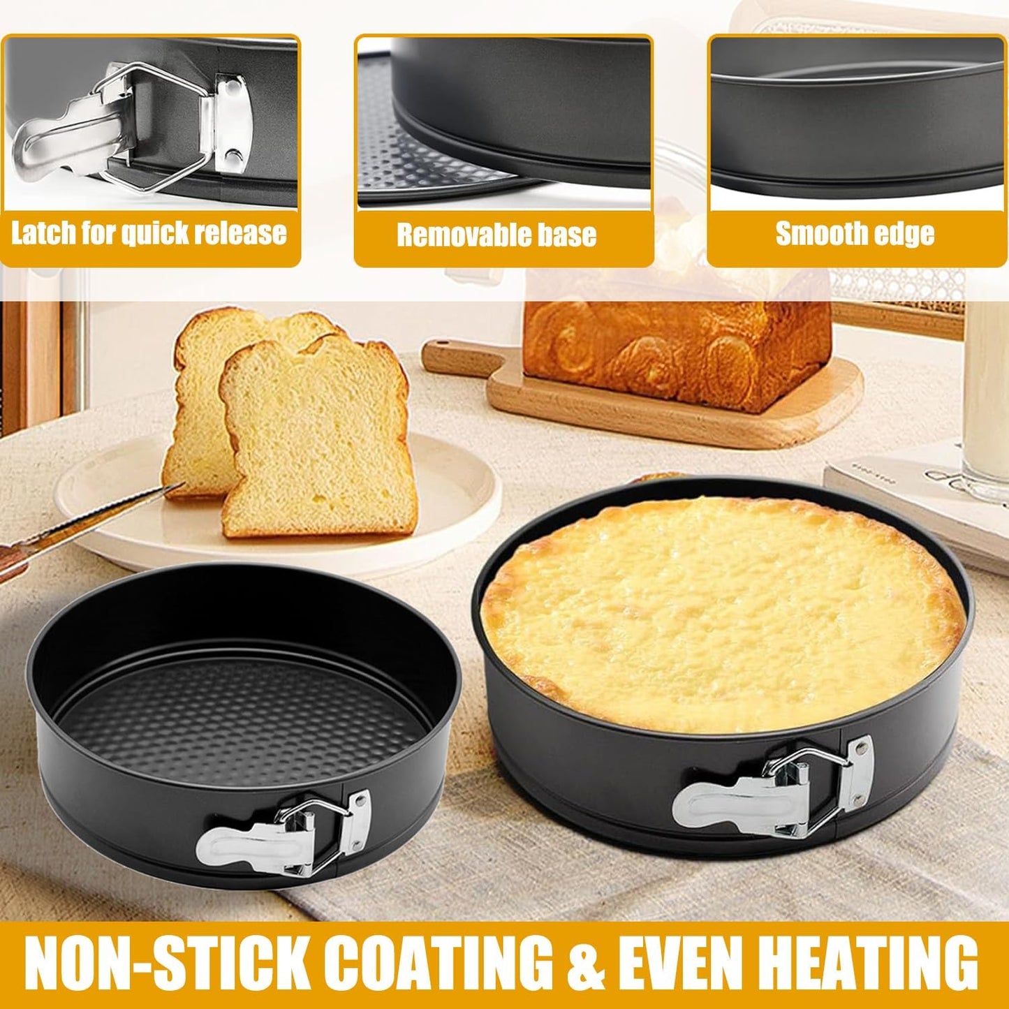 9 Inch Springform Pan Baking Pans Round Leakproof Nonstick Removable Bottom Bakeware for Cake, Cheesecakes, Pizza, and Quiches