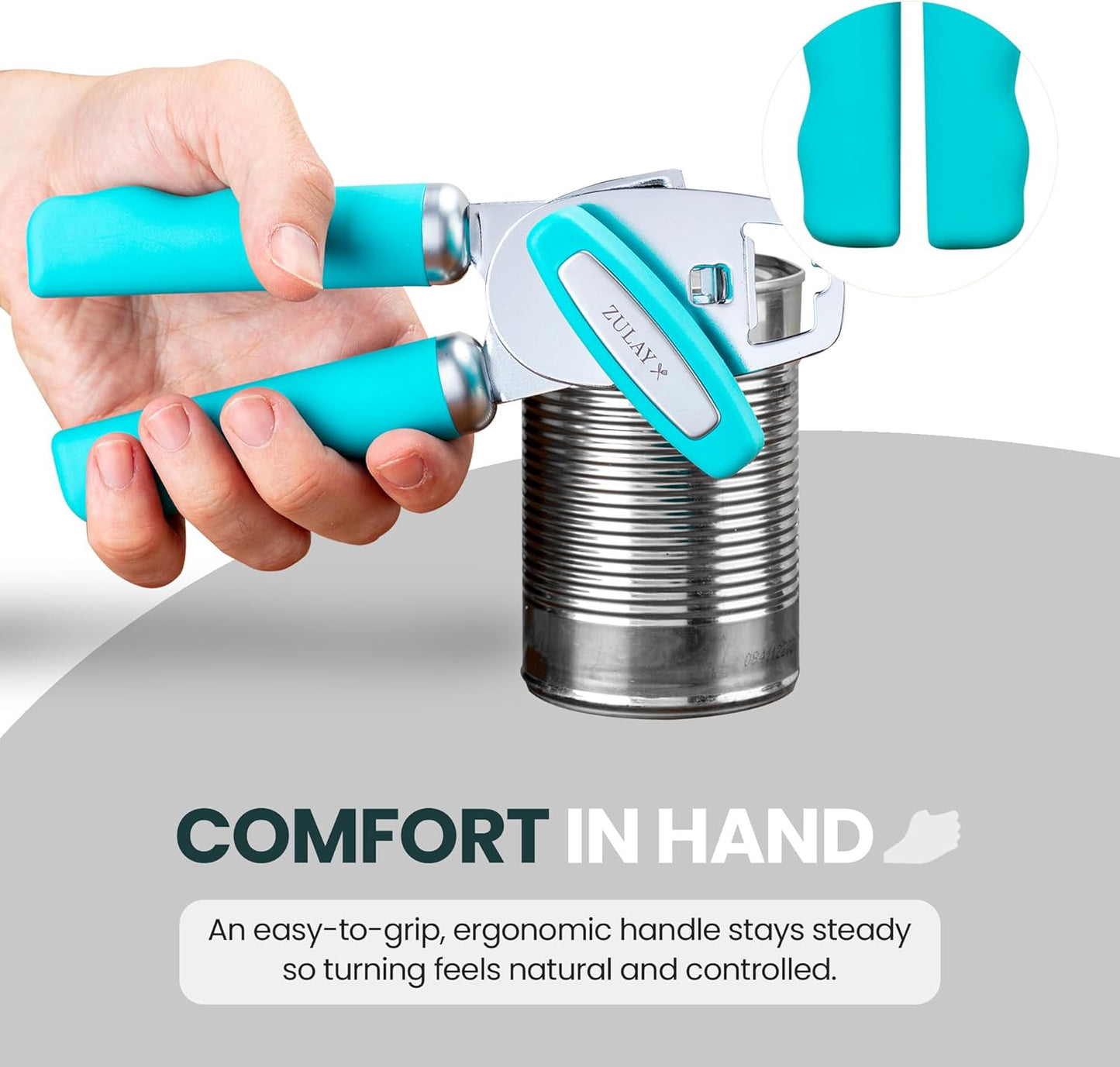 Zulay Kitchen Heavy Duty Stainless Steel Can Opener Manual with Bottle Opener - Rust Proof Manual Can Opener With Turn Knob & Soft Grip Handles