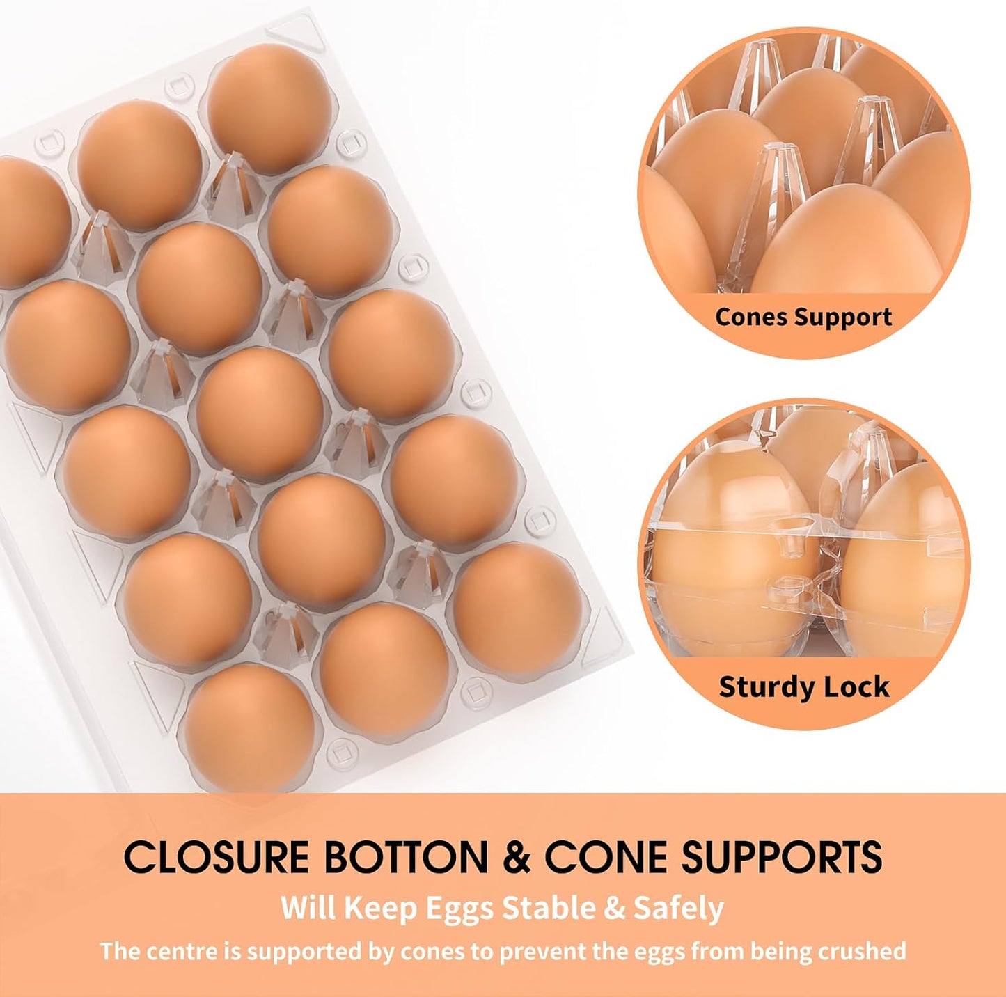 50 Pack Plastic Egg Cartons Cheap Bulk 12 Count Clear Blank Egg Containers for Refrigerator, Reusable Holder for Home Ranch Farm Commercial Market Display, Plastic Packaging for Craft Projects