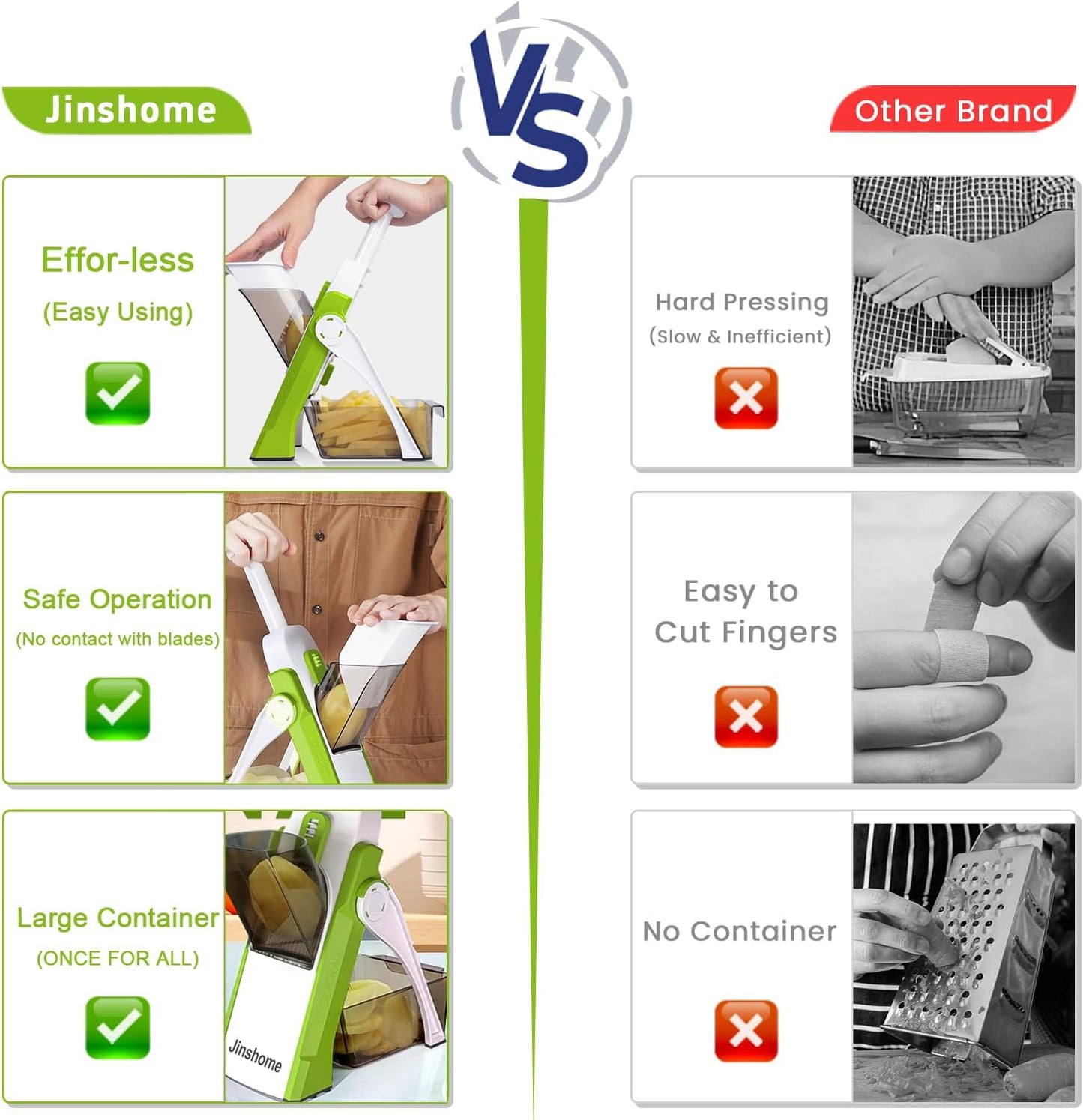 Safe Mandoline Slicer and Vegetable Chopper, Multi Potato Slicer for Kitchen, 4 Modes 100+ Presets Thickness Adjustable,(Green)