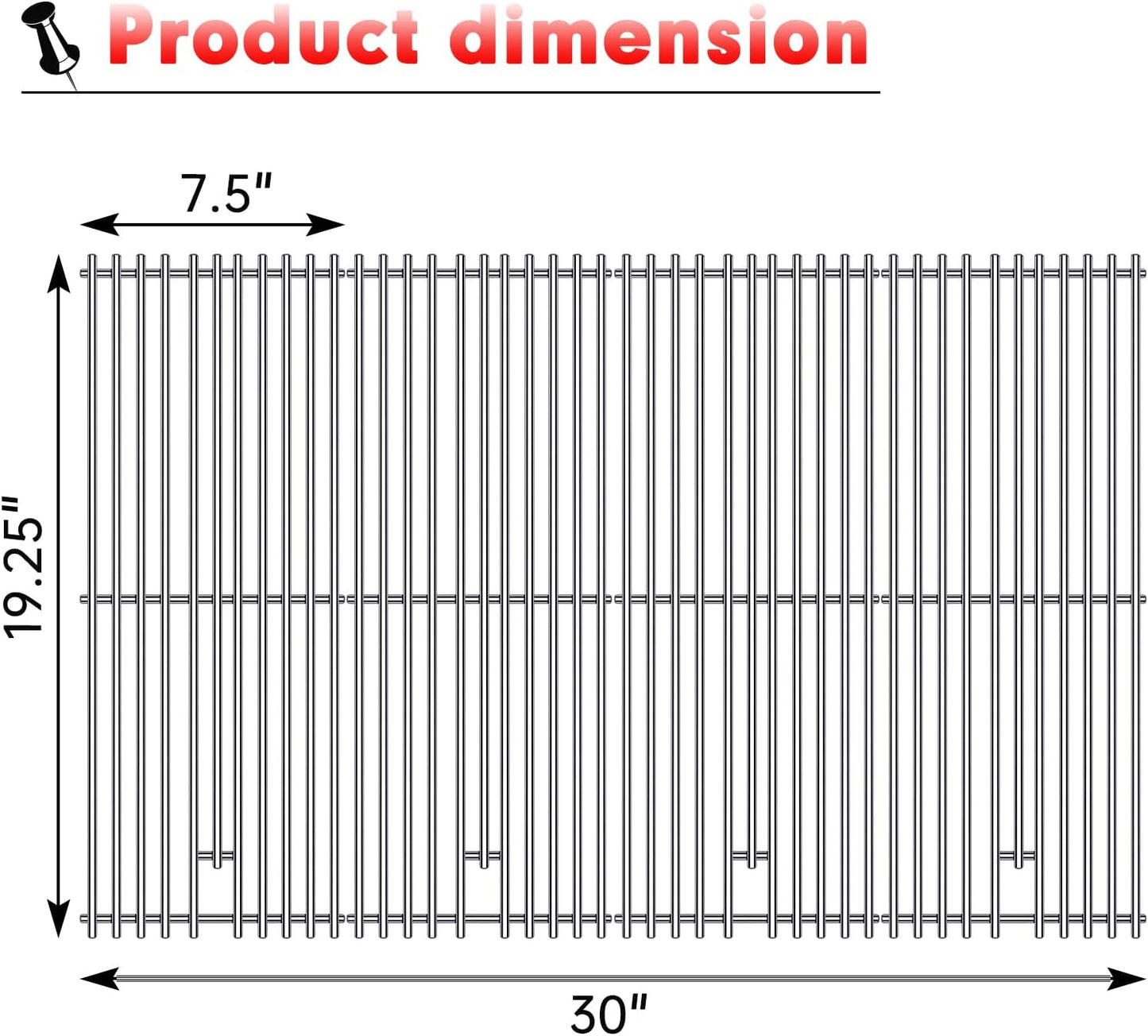 9MM 16517 Grill Grates Replacement for Bull Grill Replacement Parts, BBQ Bull Angus 4 Burner 47628 47629, Steer Premium 69008, Lonestar 87049, Bull Outlaw 26038 26039, Stainless Steel Grids
