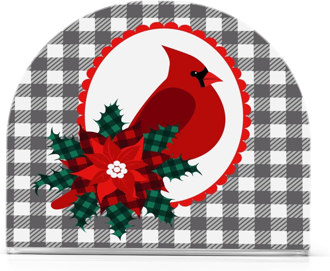 Cardinal Bird Christmas Checkered Plaid Napkin Holder for Table Paper Napkins Holder Acrylic Tissue Dispenser Kitchen Dining Room Bathroom Party Car Decor