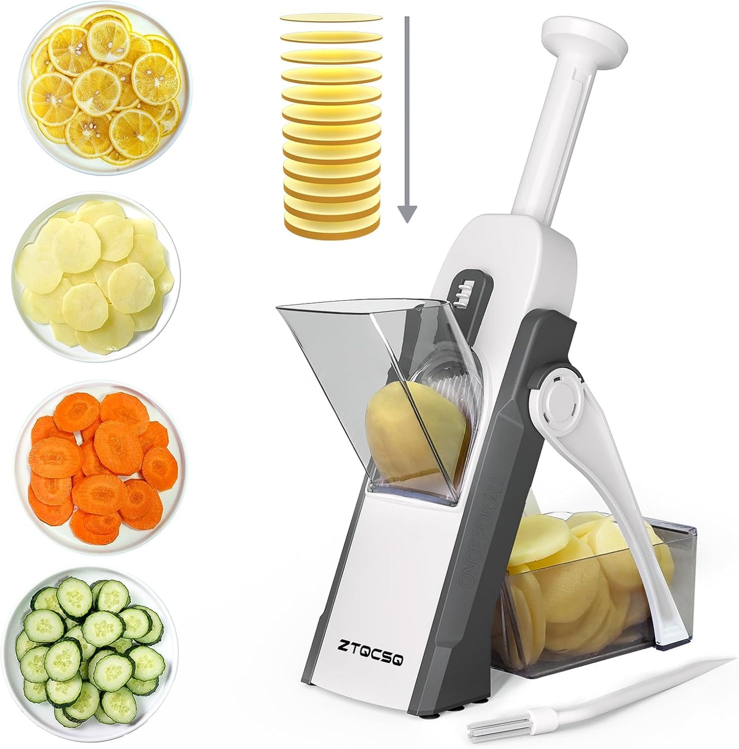 Safe Mandoline Slicer for Kitchen, Vegetable & Food Cutter, Thickness Adjustable 0.1-8 mm. Easy to Clean, Storage, Kitchen Faster Slice Artifact (Only Slice) (Gray)