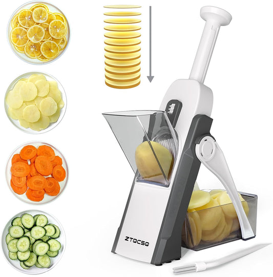 Safe Mandoline Slicer for Kitchen, Vegetable & Food Cutter, Thickness Adjustable 0.1-8 mm. Easy to Clean, Storage, Kitchen Faster Slice Artifact (Only Slice) (Gray)