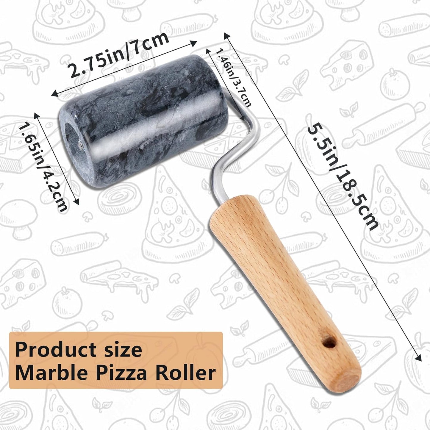 Tianman Rolling Pin Pizza Roller, Marble Roller Non-Stick T-Type, For Cake Baking Tortilla Fudge Pizza Cookies and Other Kitchen Baking Cooking (Type 3 Black).