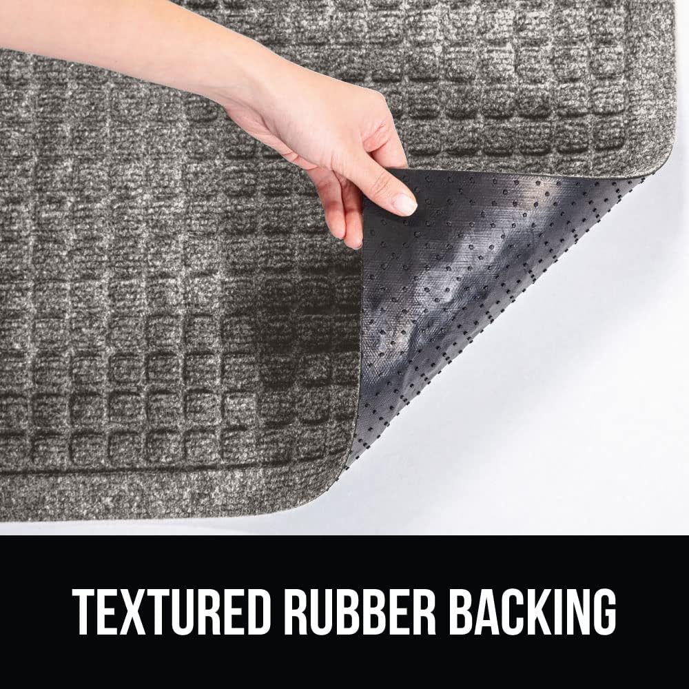 GORILLA GRIP Front Door Mat, 47x35, Indoor Outdoor Ultra Absorbent HydroAbsorb Doormat, Absorbs Up to 6 Cups of Water, Stain and Fade Resistant, Rubber Backing Doormats, Captures Dirt, Charcoal