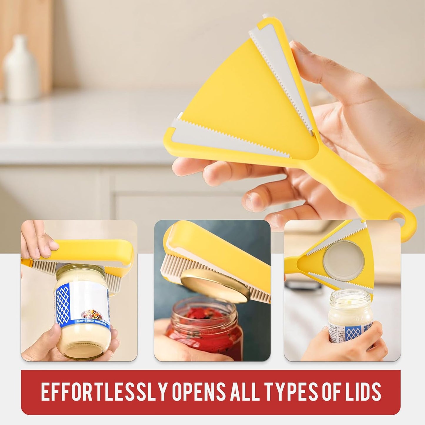 Li & Zhao Jar Opener Gripper for Weak Hands - Jar Lid Opener Grip Jar Opener Beer Bottle Opener Swing Away Can Opener Easy Twist Off Lid for Seniors with Arthritis Kitchen Gadgets(Orange)