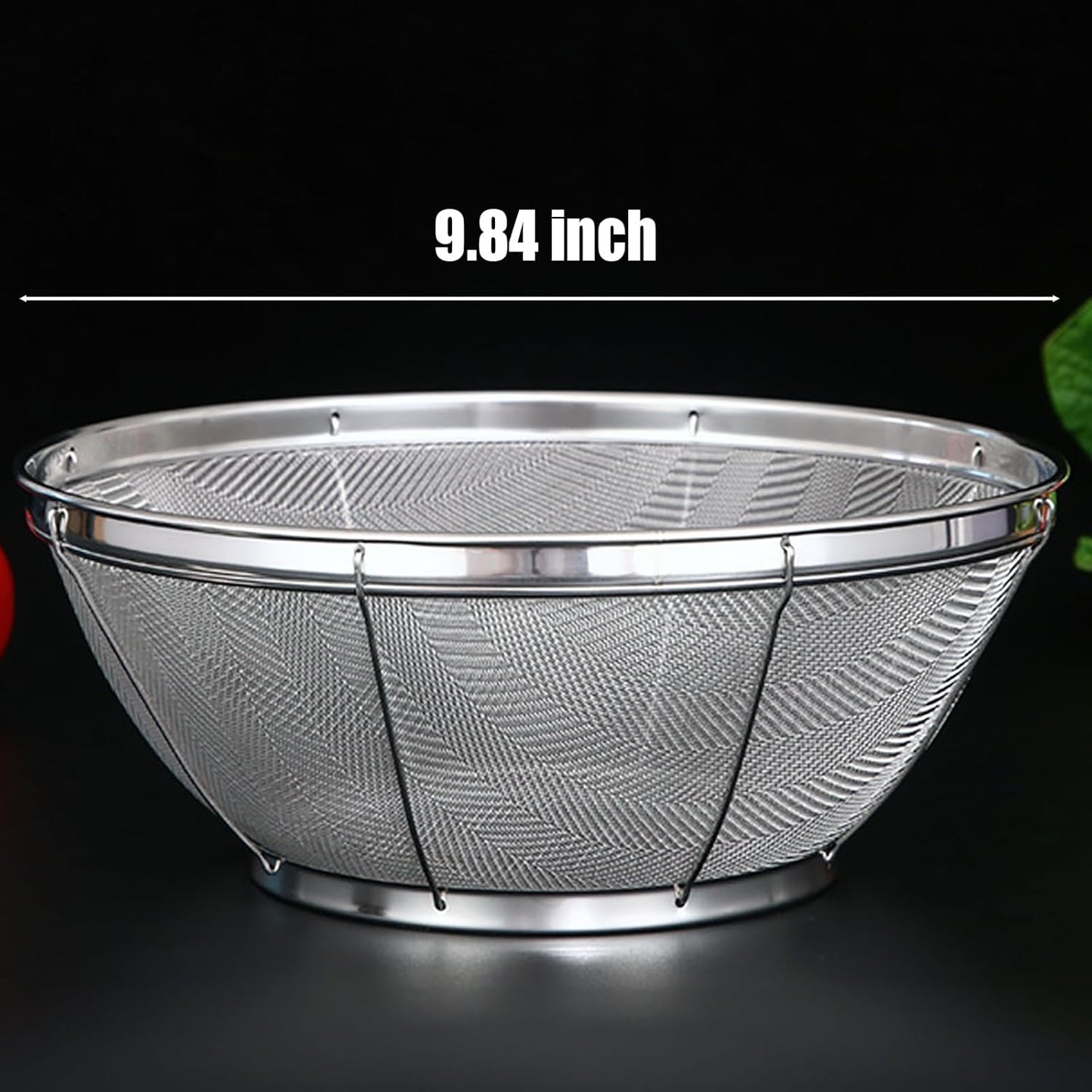 Fine Mesh Colander for Kitchen, 4 Quart Stainless Steel Strainer Bowl for Pasta, Rice, Fruit, Metal Net Baskets with Resting Base - Strain, Drain, Rinse