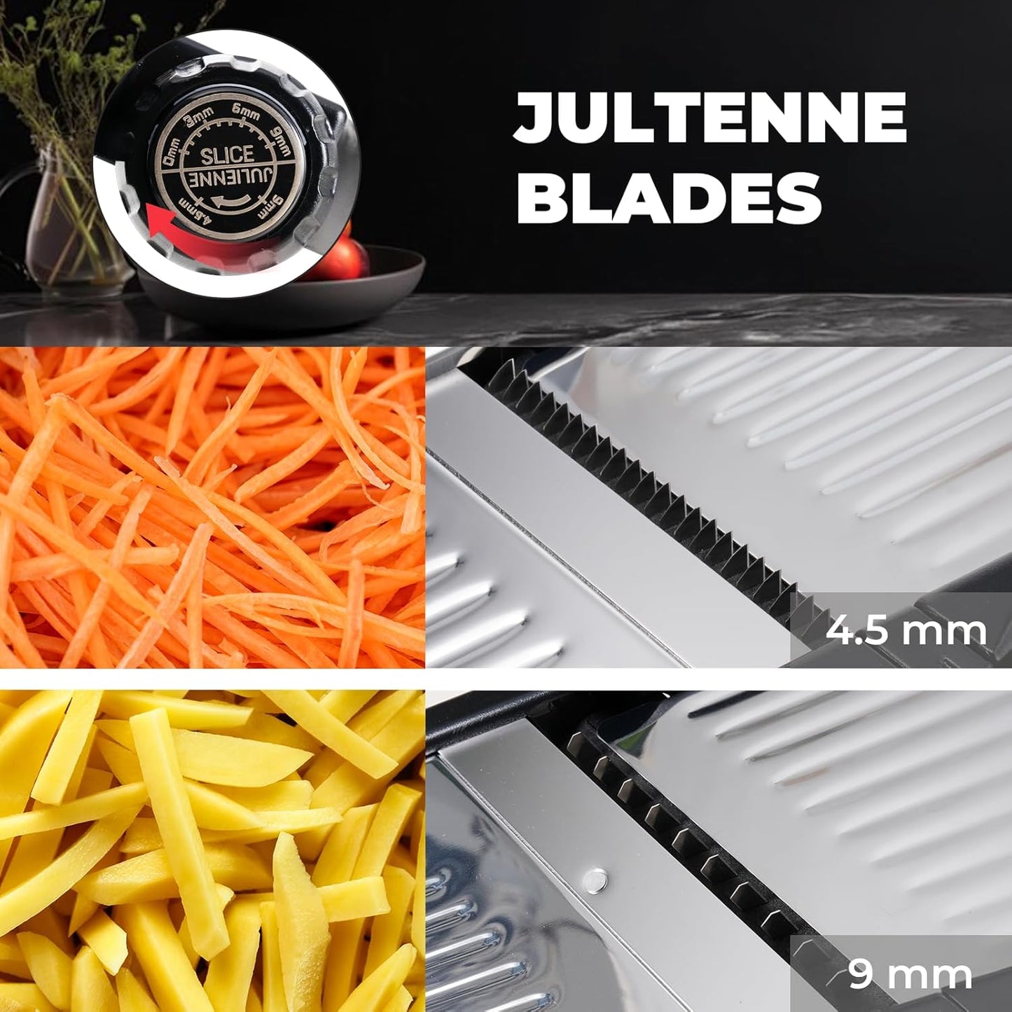 ZHANG XIAO QUAN SINCE 1628 Mandoline Food Slicer for kitchen, Adjustable Stainless Steel Mandoline Vegetable slicer Julienne, Onion Potato Chip French Fry vegetable slicer