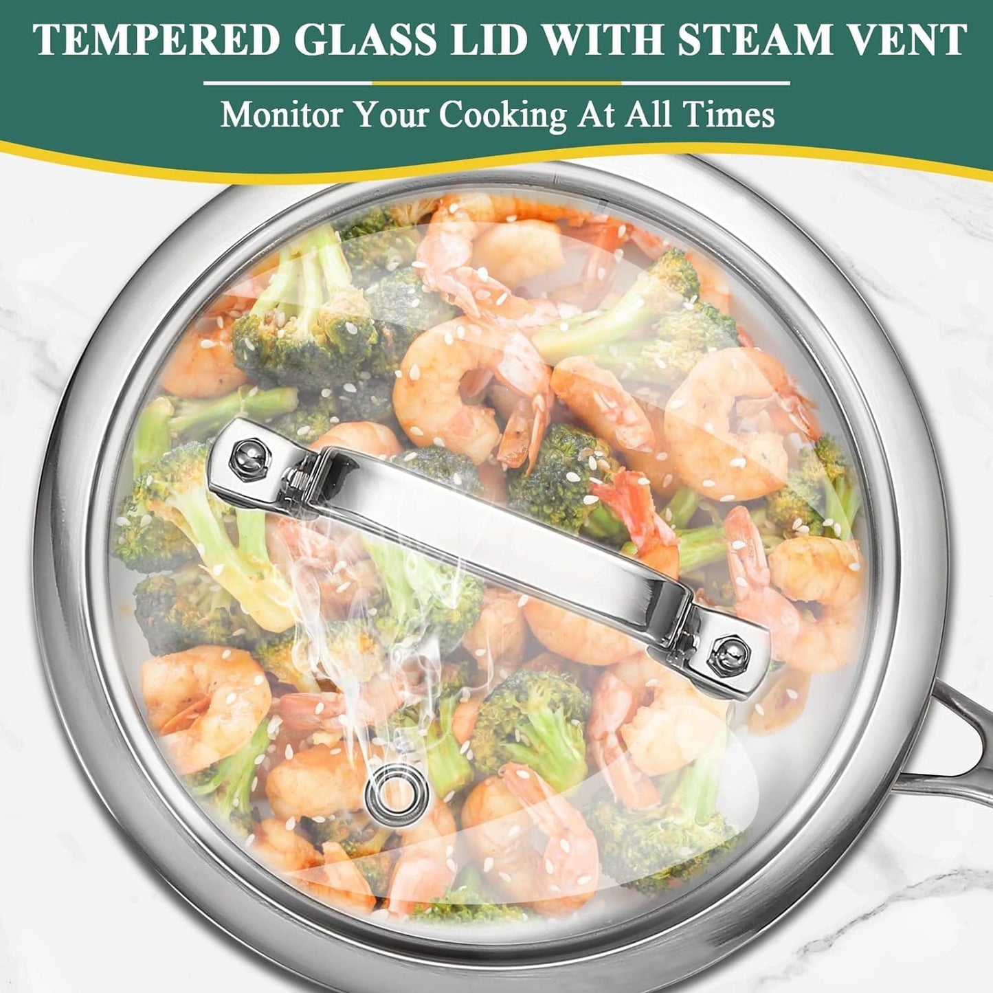 DELARLO Kitchen Pot Set, Tri-Ply Stainless Steel Saucepan Set, 1.0QT 2QT 3.5QT, Cooking Set, Fast Even Heat, Saucepan set Compatible with all Cooktops 600℉（Lids 300℉） 3.5QT Pot with a Steamer