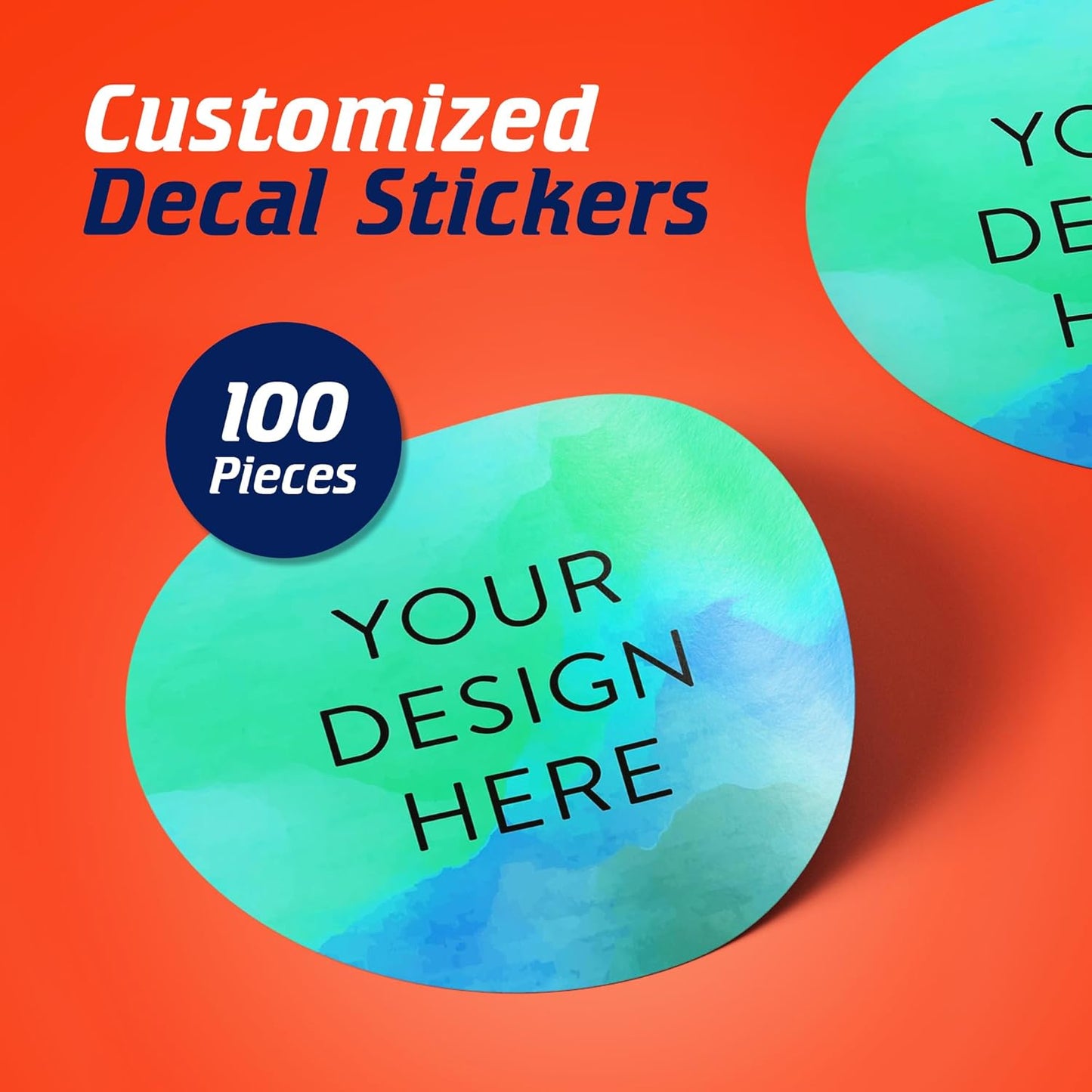 100 Custom Vinyl Stickers - Upload Your own Image, Text, Design, Logo - Personalized Logo Labels for Handmade, Packaging, Bottle, Jars, Candle, Brand Stickers (Blue Green, 5x5)