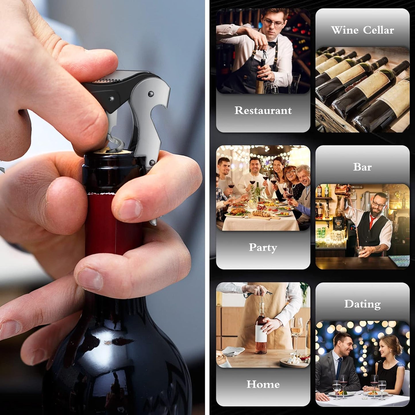 Waiter Corkscrew Wine Openers Heavy Duty Hinges Wine Key Bottle Opener All in One Double Hinged Waiter's Corkscrew with Foil Cutter Wine Tools for Bartenders Servers Sommelier (Black, 100 Pack)