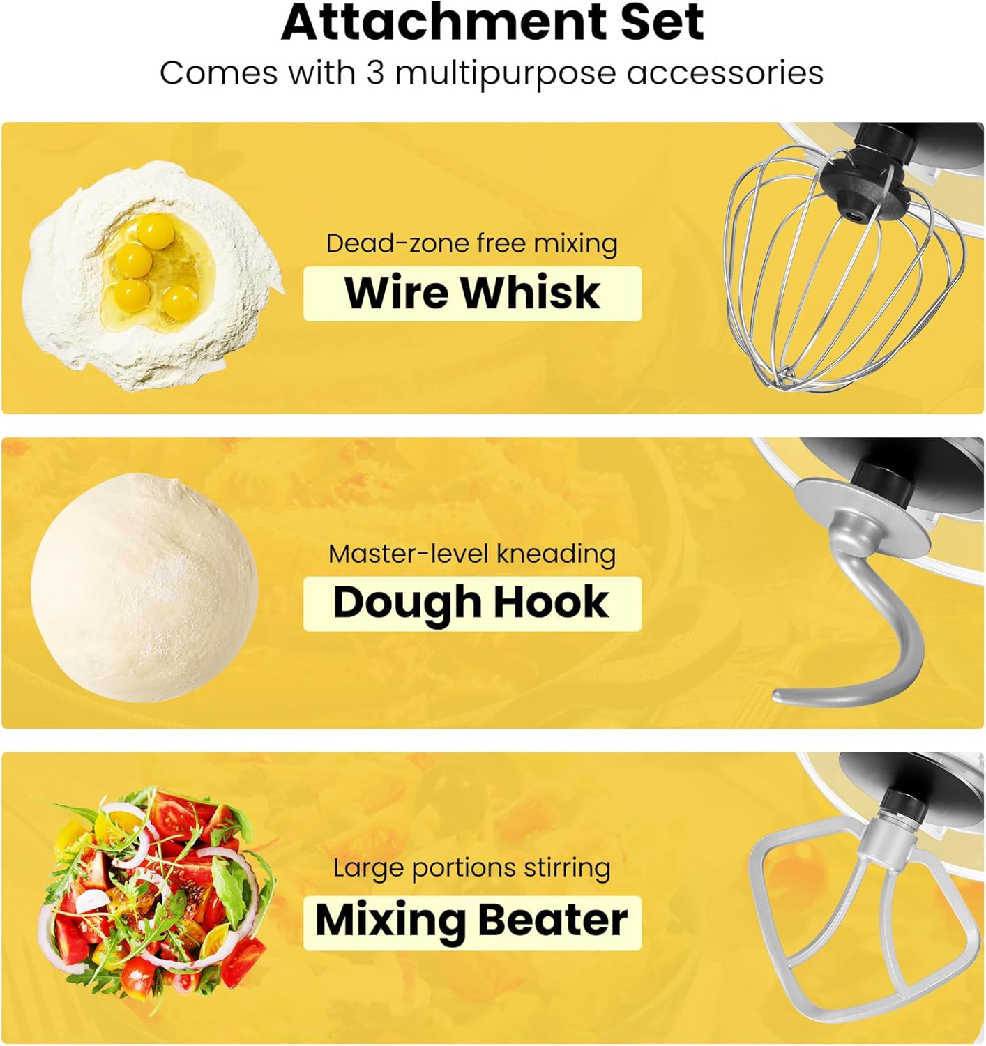 VIVOHOME Stand Mixer, 660W 10 Speed 6 Quart Tilt-Head Kitchen Electric Food Mixer with Beater, Dough Hook, Wire Whip and Egg Separator, Gray