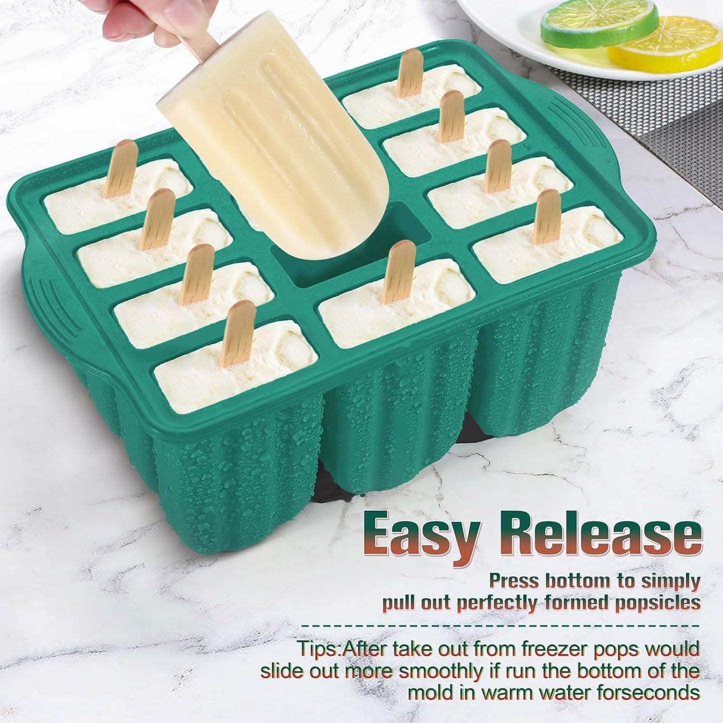 Silicone Popsicles Molds,Ice Pop Cream Mold Set Homemade Toddler Popsicle Maker For Kids Para Paletas De Helado Kulfi BPA Free, with 50 Sticks, 50 Bags,50 wire Ties (Navy blue)