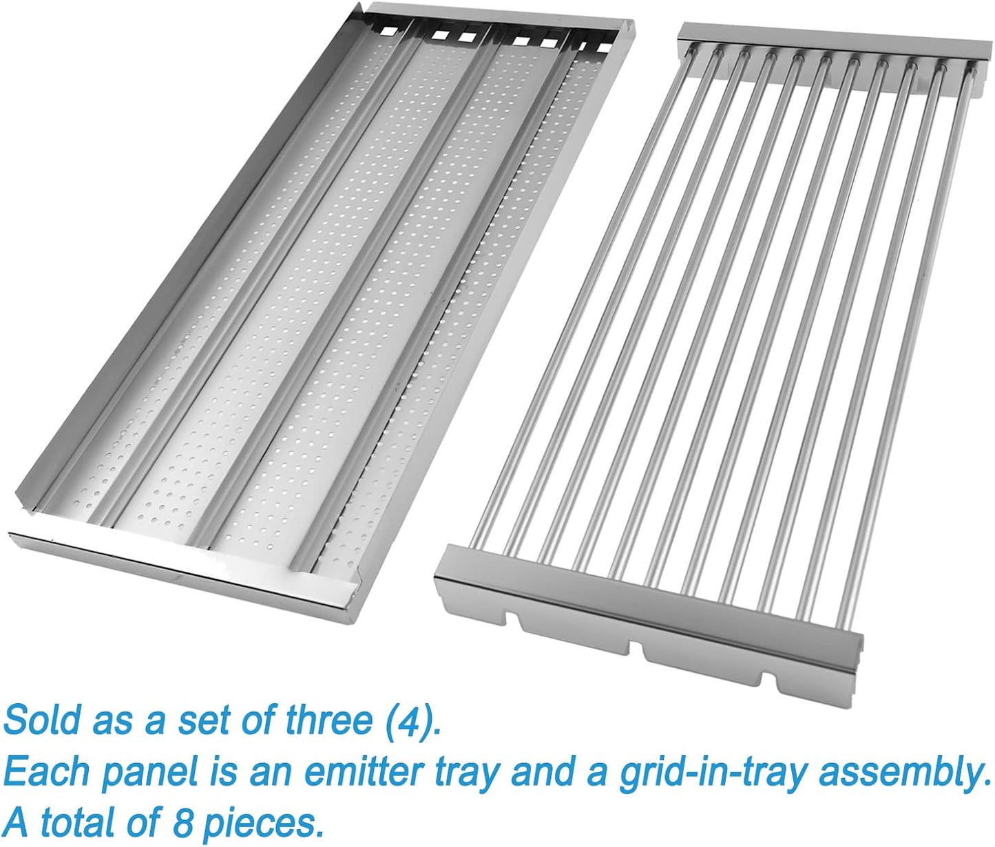 18 7/16" x 7 5/8" Stamped Stainless Steel Cooking Grate & Emitter Set for Charbroil Tru-Infrared Pre-2015 463271314 463241414 463271313 466241413 463224912 for Charbroil Grill Replacement Parts