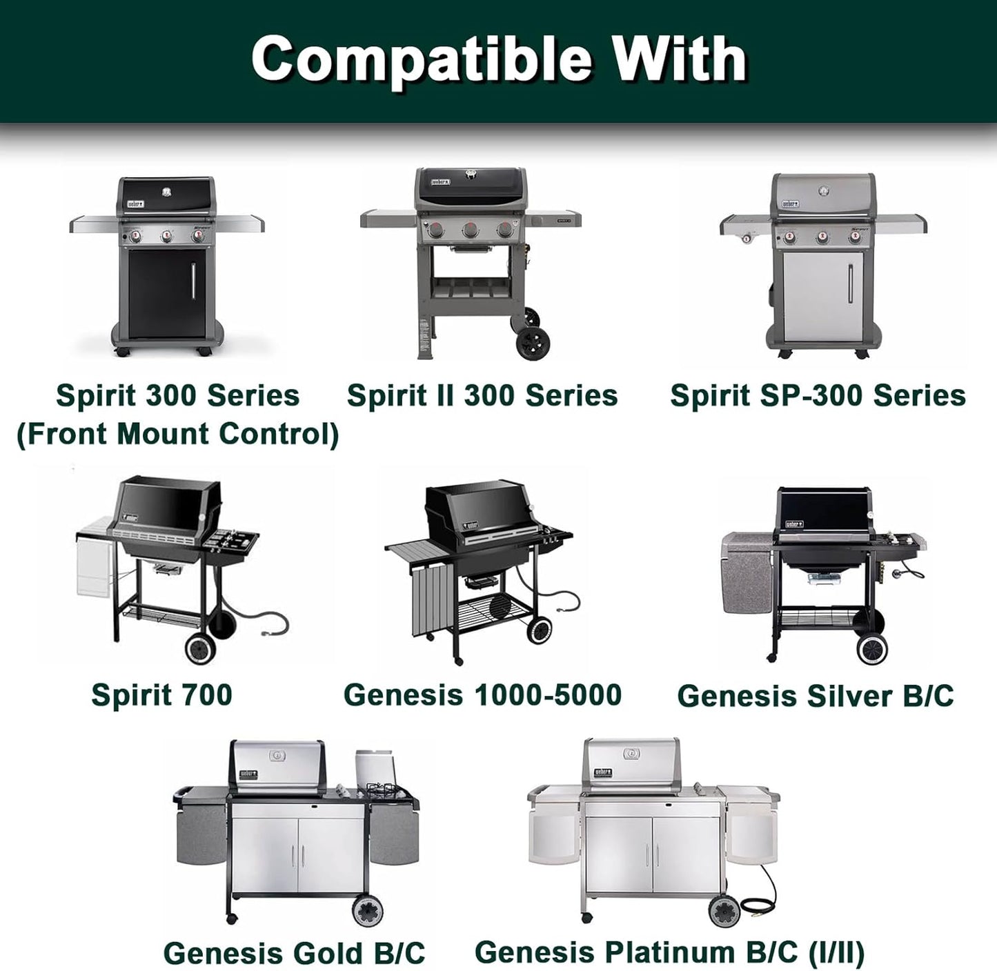 7638 Spirit Grill Replacement Parts for Weber Grill Grates Spirit 300 Series E310 E-315 S-315 E-330 E330 E315 S315 Spirit II E-310 2 E-310 Gas Grill Parts Genesis Silver B 1000 Cooking Grates 2 Pcs