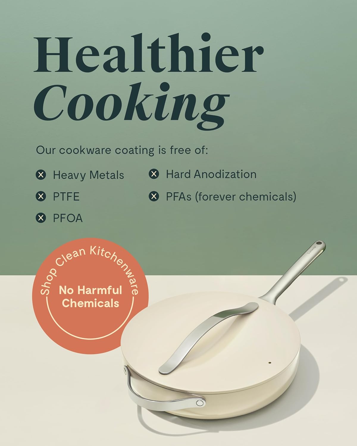 Caraway Nonstick Ceramic Sauté Pan with Lid (4.5 qt, 11.8") - Non Toxic, PTFE & PFOA Free - Oven Safe & Compatible with All Stovetops (Gas, Electric & Induction) - White