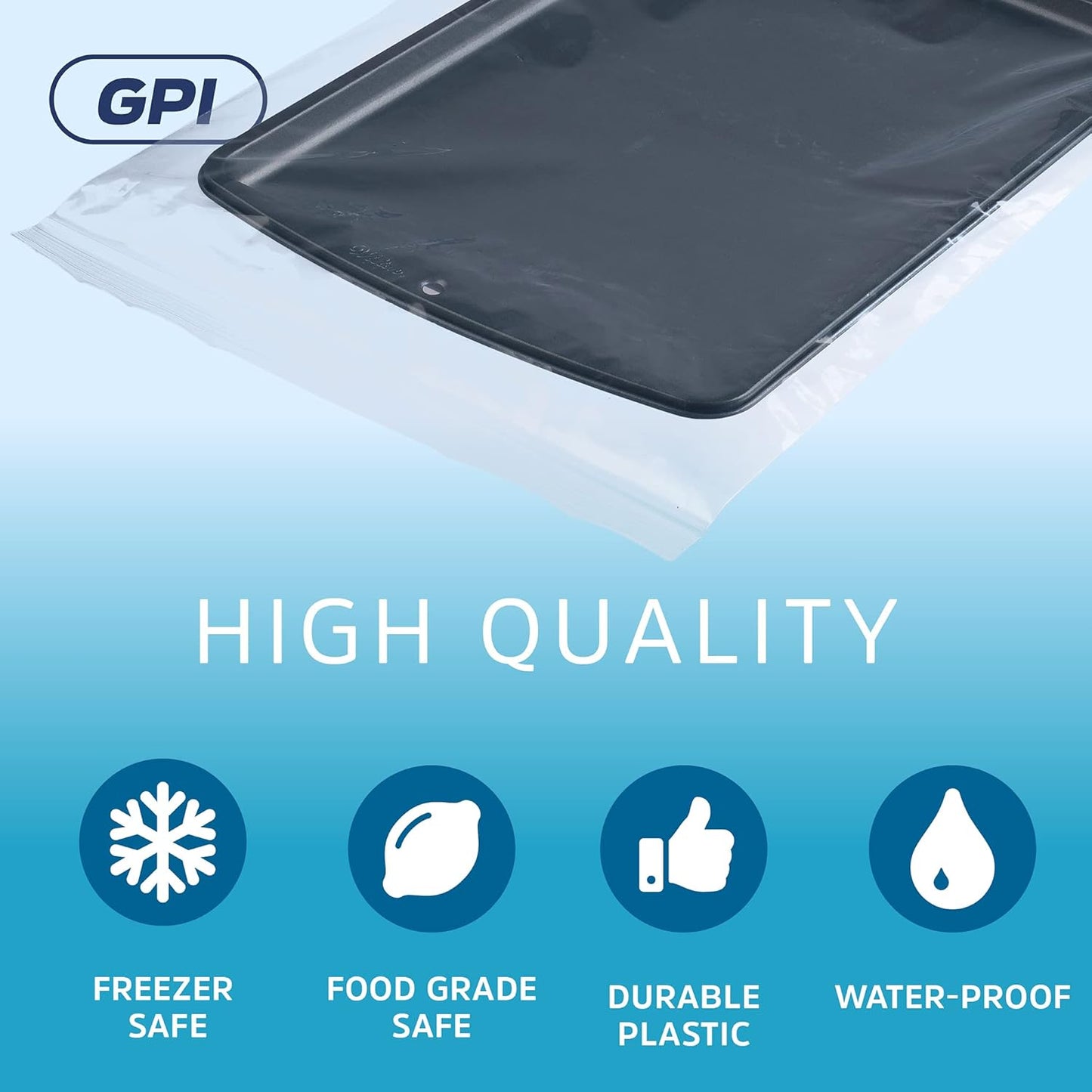 GPI - 13" x 18" - Bulk Pack of 100, 4 Mil Thick, Heavy Duty, Clear Plastic Reclosable Freezer Zip Bags, Strong & Durable Poly Baggies with Resealable Zipper Top Lock.