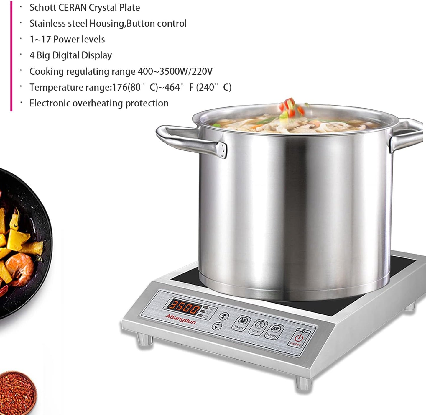 Commercial Induction Cooktop Induction Burner Lower Power Even Heating Hot Plate 3500W /220V