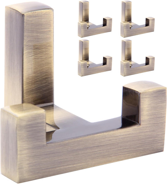 5 Pack Heavy Duty Coat Hook Wall Mount with Screw Retro Double Coat Hook Utility Hook for Coats, Scarves, Bags, Towels, Keys, Hats, Mugs (Bronze)